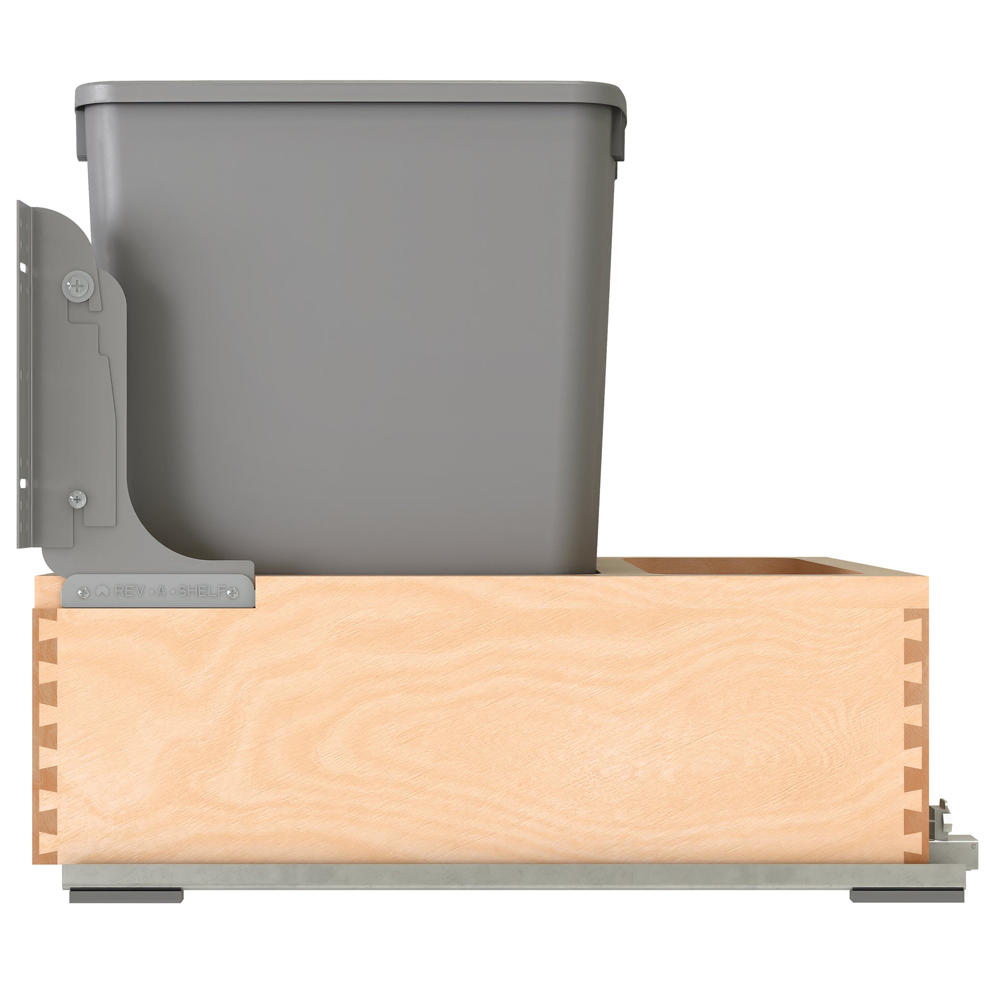 Rev-A-Shelf Wood Double Pullout Waste Container, Soft-Close, 32 qt, Silver - VMInnovations