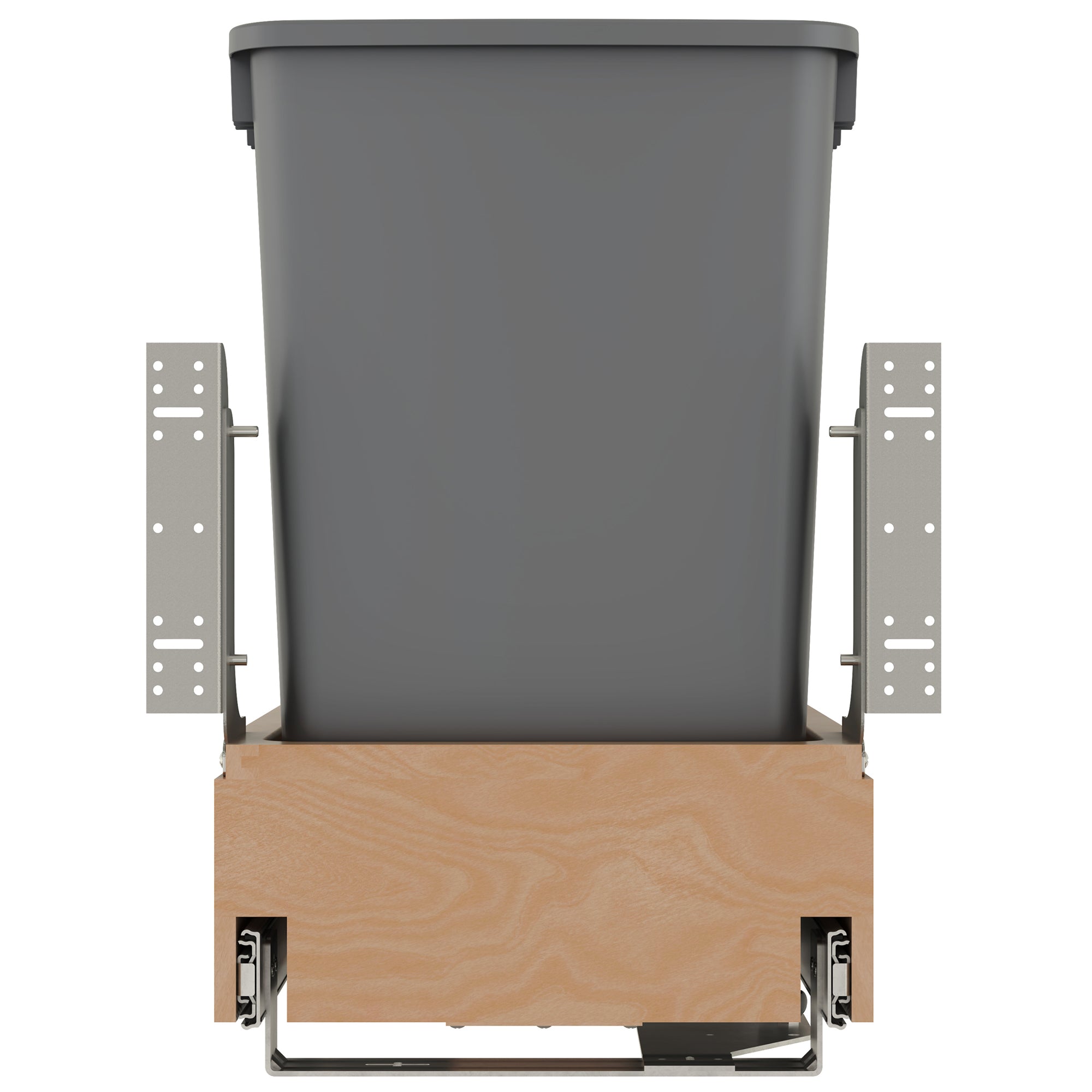 Rev-A-Shelf Wood Double Pullout Waste Container, Soft-Close, 50 qt, Silver - VMInnovations