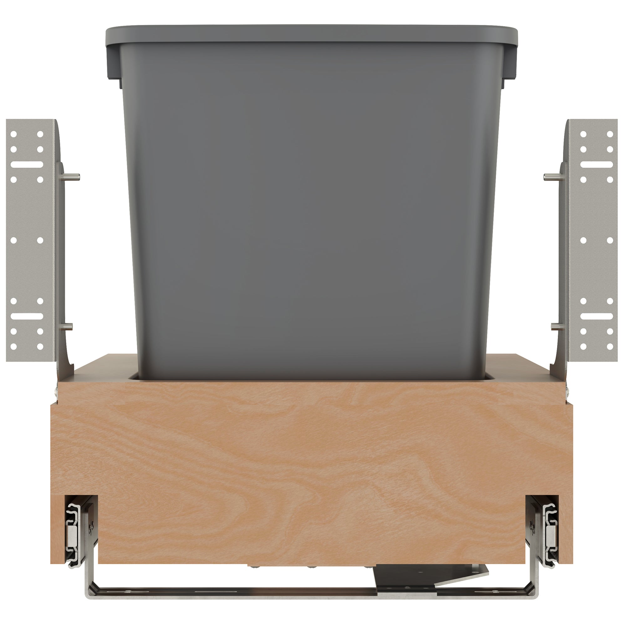 Rev-A-Shelf Wood Double Pullout Waste Container, Soft-Close, 35 qt, Silver - VMInnovations
