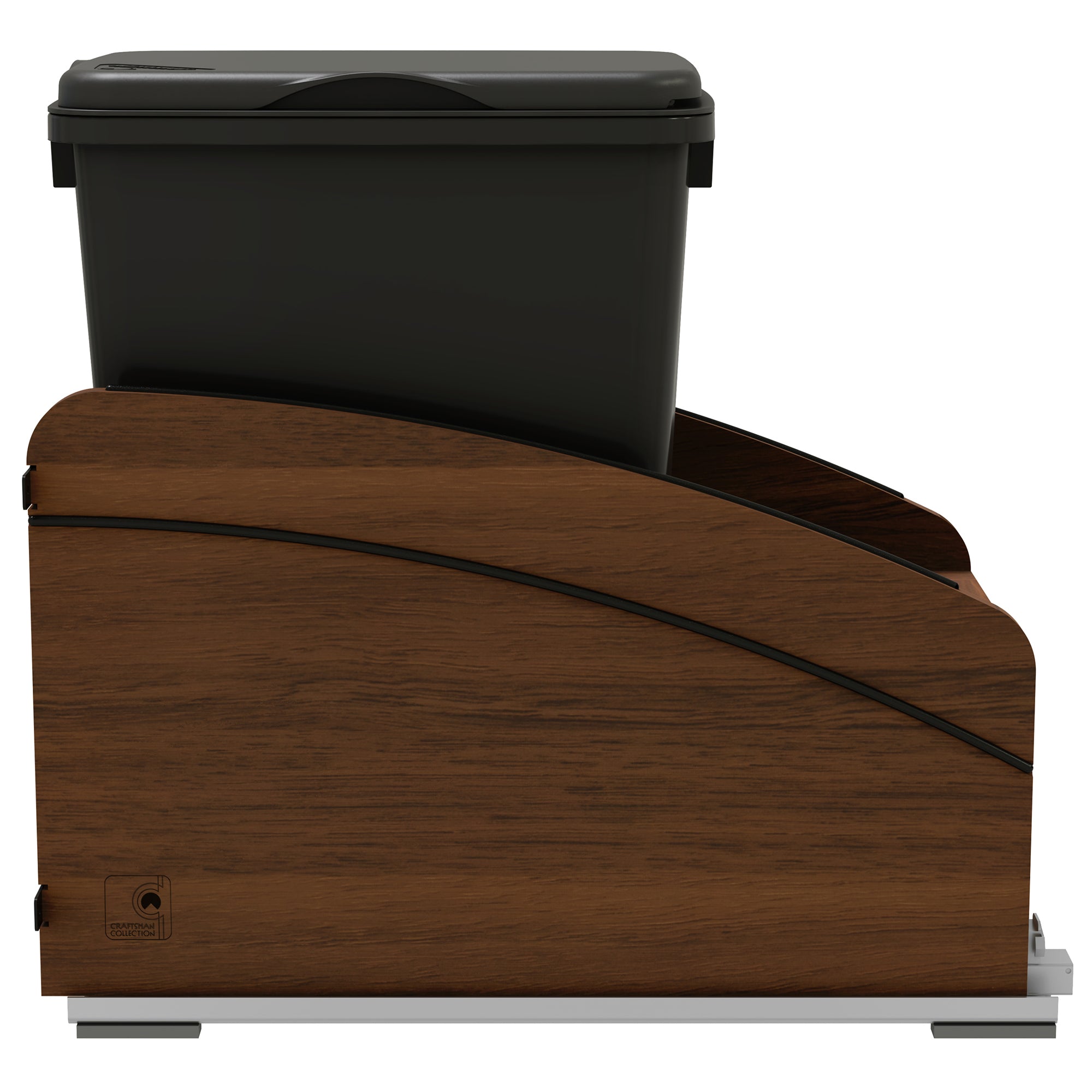 Rev-A-Shelf Walnut Wood Pullout Waste Container, Soft-Close, 35 qt, Black - VMInnovations