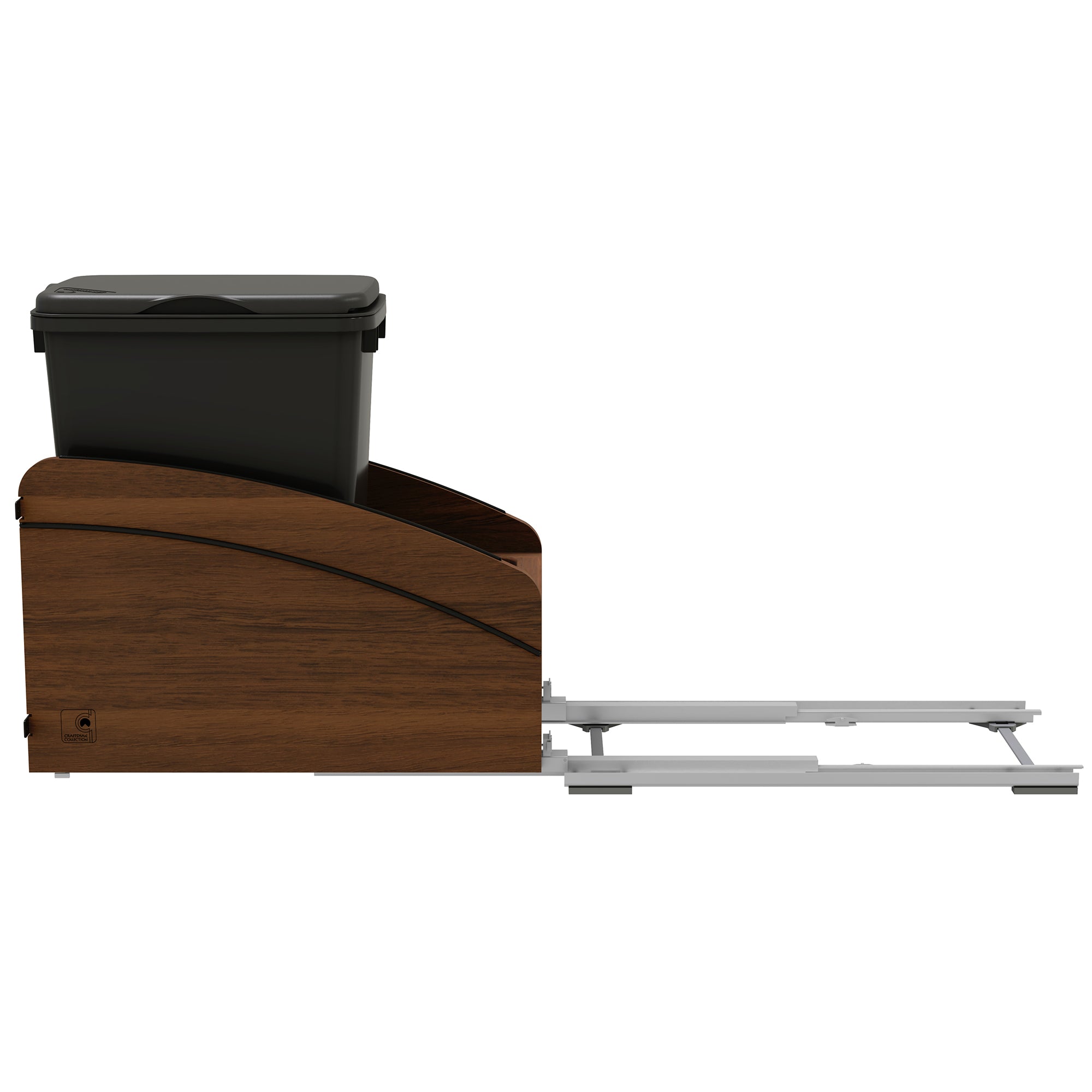 Rev-A-Shelf Walnut Wood Pullout Waste Container, Soft-Close, 35 qt, Black - VMInnovations