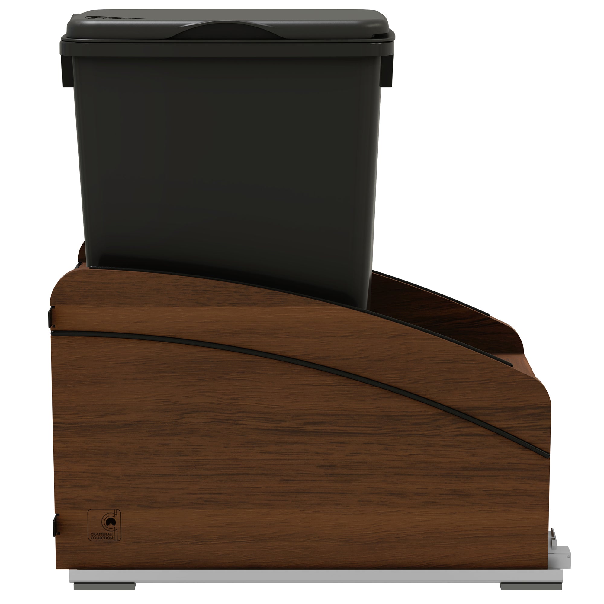 Rev-A-Shelf Walnut Wood Pullout Waste Container, Soft-Close, 50 qt, Black