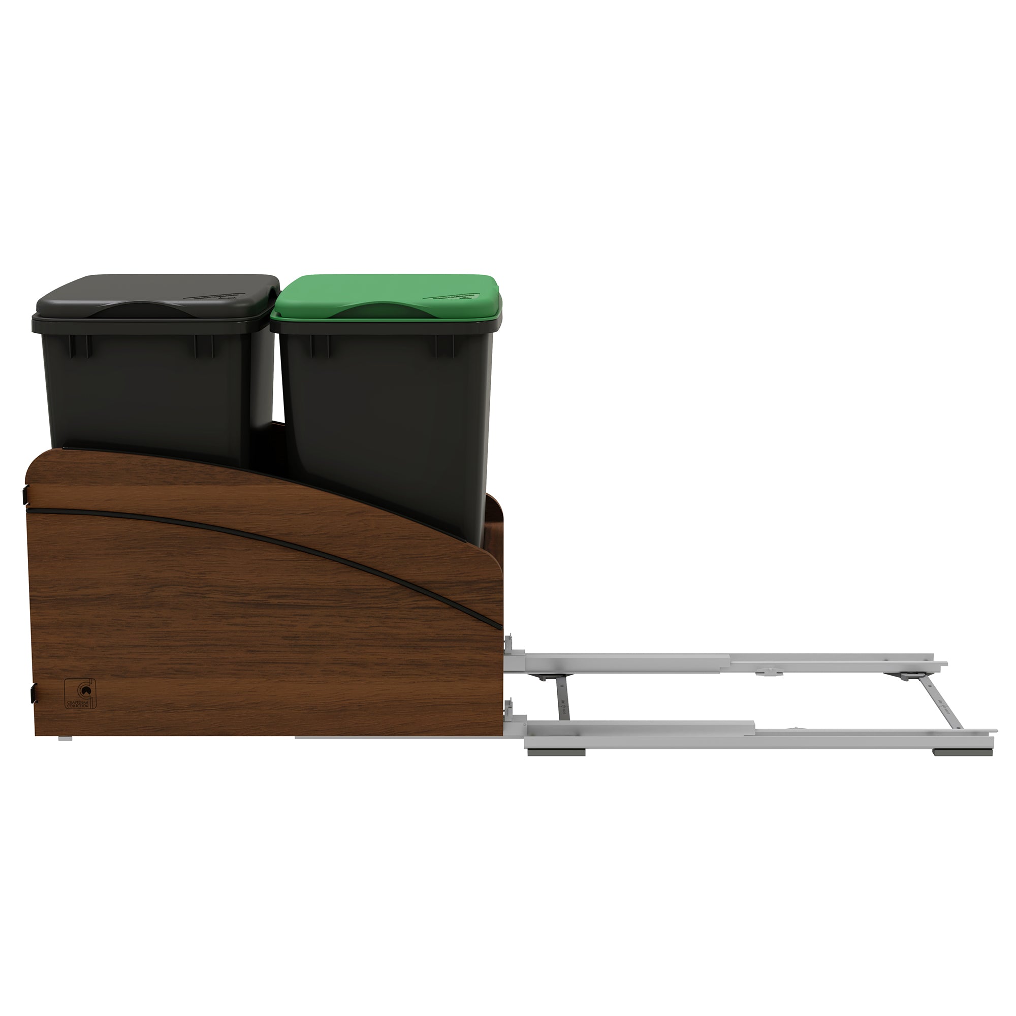 Rev-A-Shelf Walnut Double Pullout Waste Container, Soft-Close, 35 qt, Black - VMInnovations
