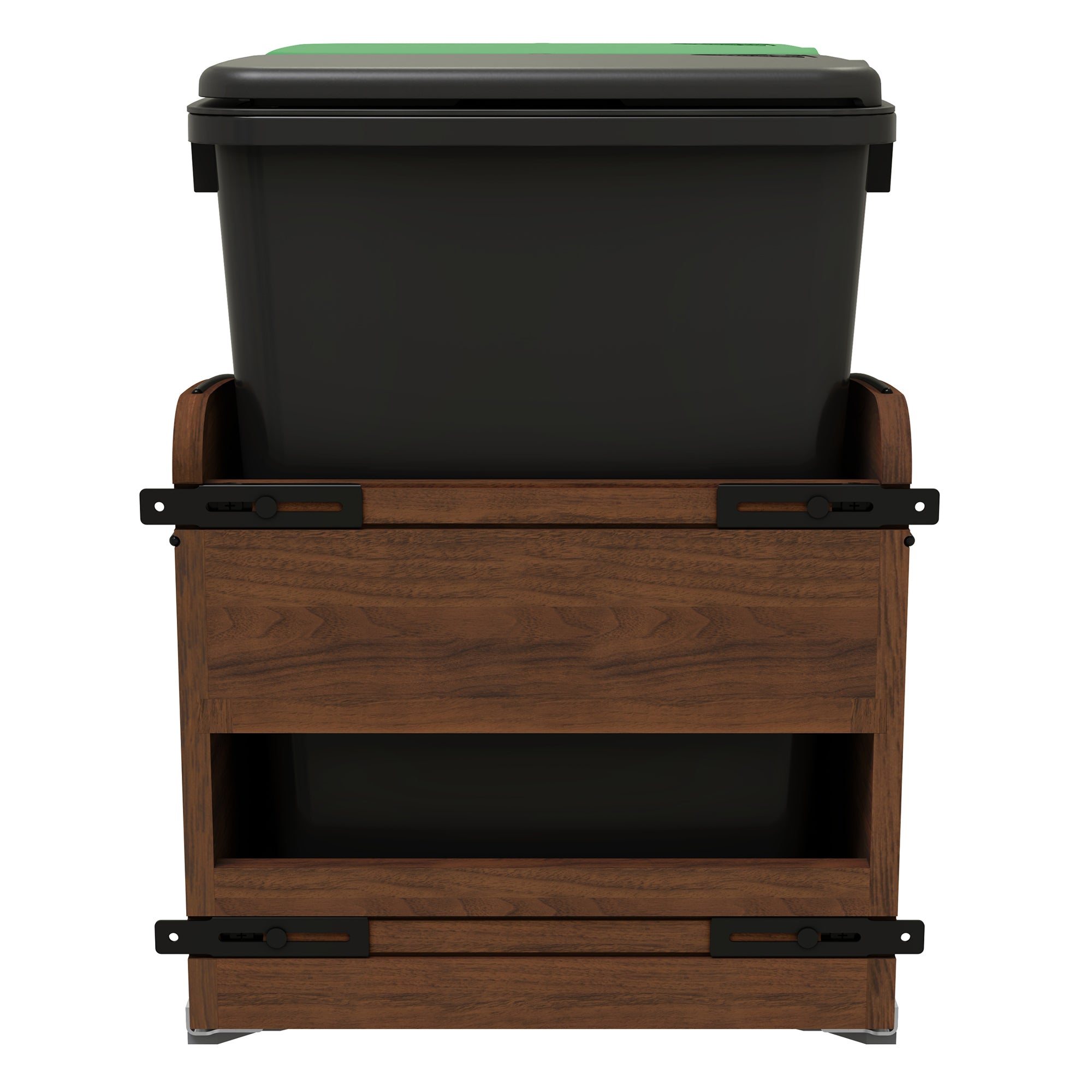 Rev-A-Shelf Walnut Double Pullout Waste Container, Soft-Close, 35 qt, Black - VMInnovations