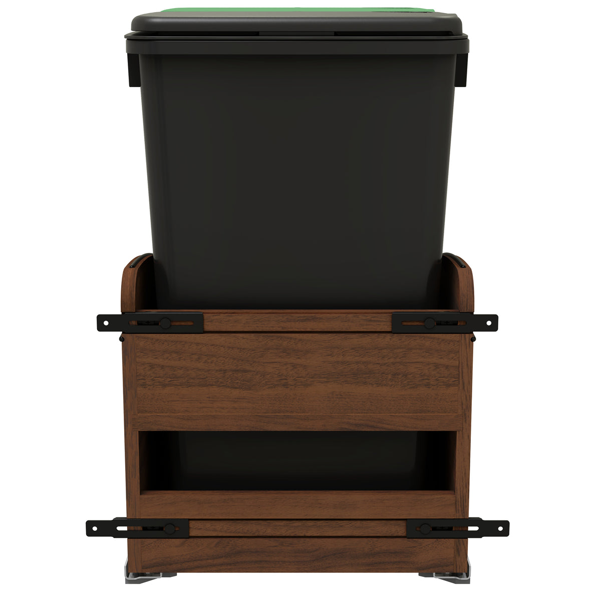 Rev-A-Shelf Walnut Double Pullout Waste Container, Soft-Close, 50 qt, Black - VMInnovations