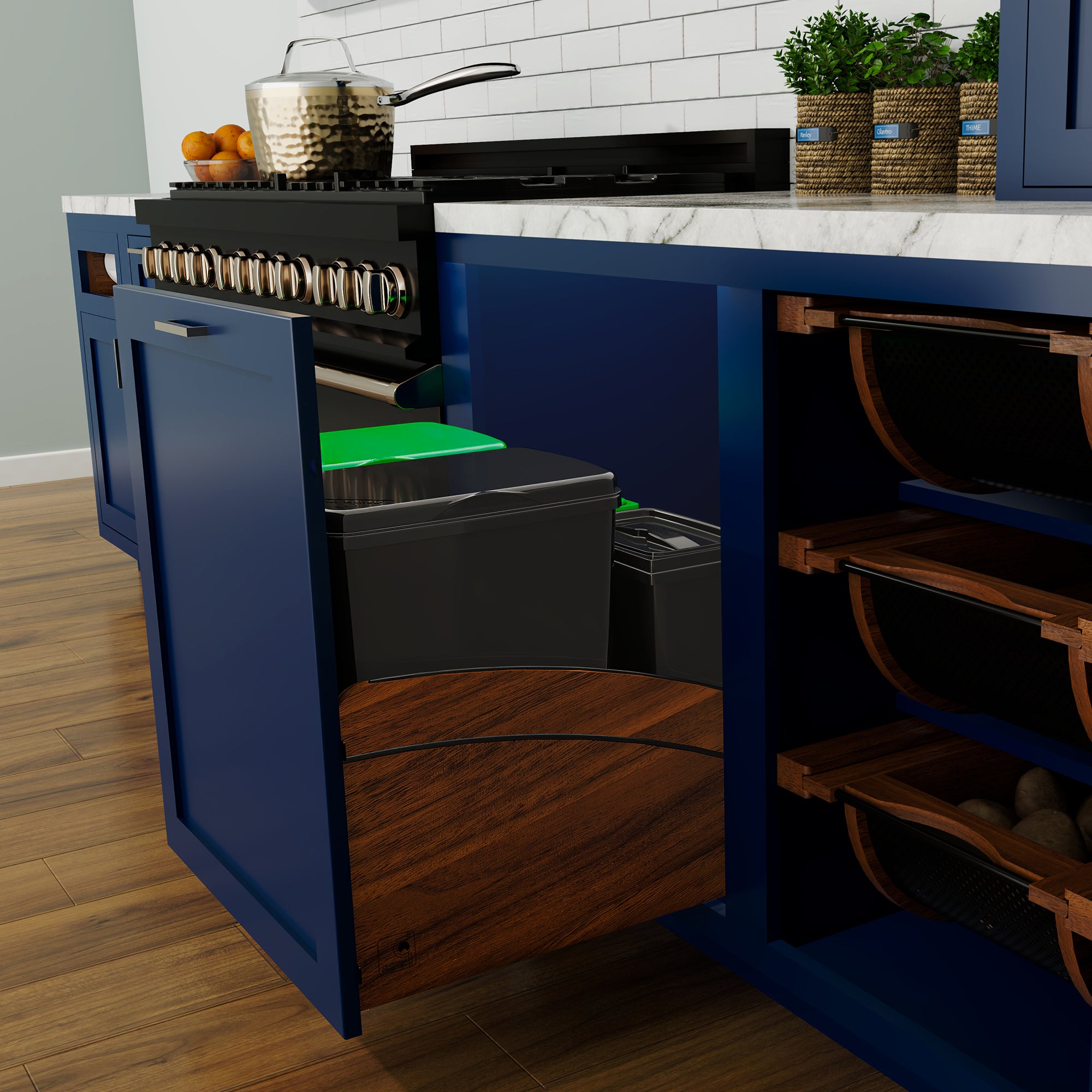 Rev-A-Shelf Craftsman Collection Double Pullout Trash Cans and Compost Bins - VMInnovations