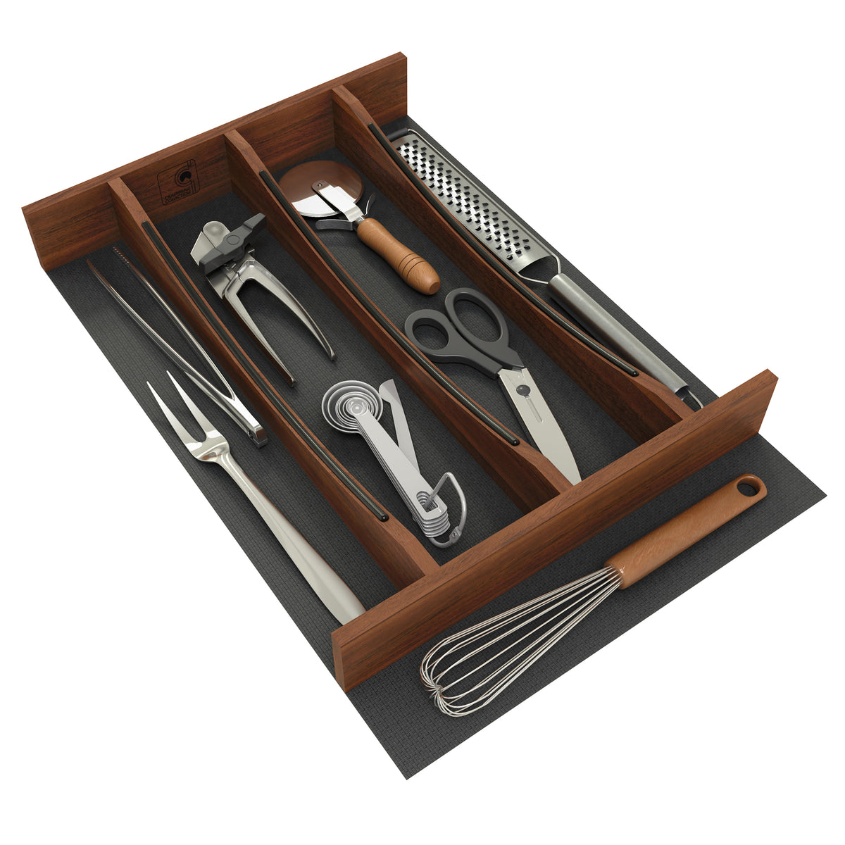 Rev-A-Shelf Utensil Insert, Black Accents, Walnut, 13.23 in., 4WUTCC-WN-18MB-1