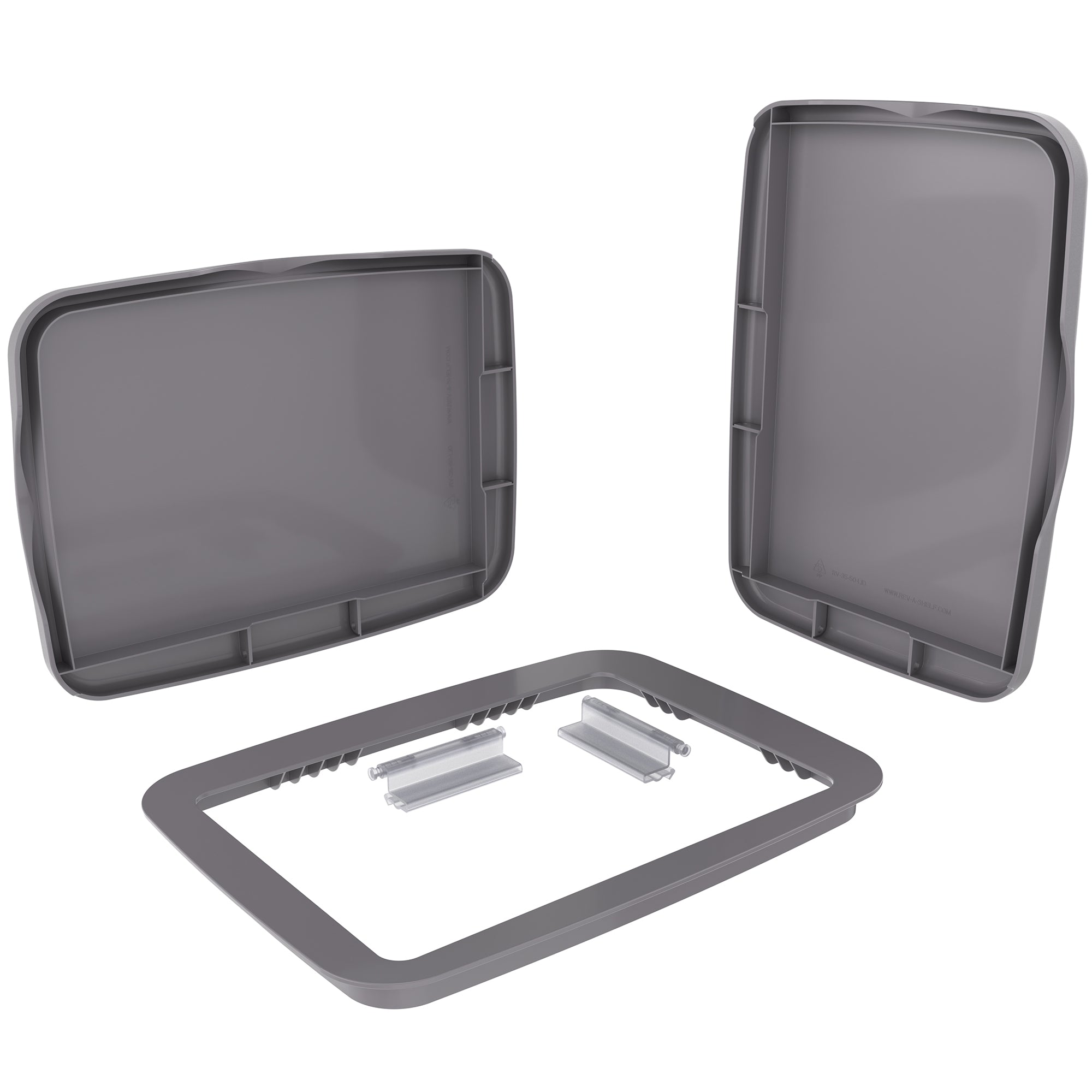 Rev-A-Shelf Kitchen Waste Container & Trash Can Lid, 35 & 50 Qt, Metallic Silver