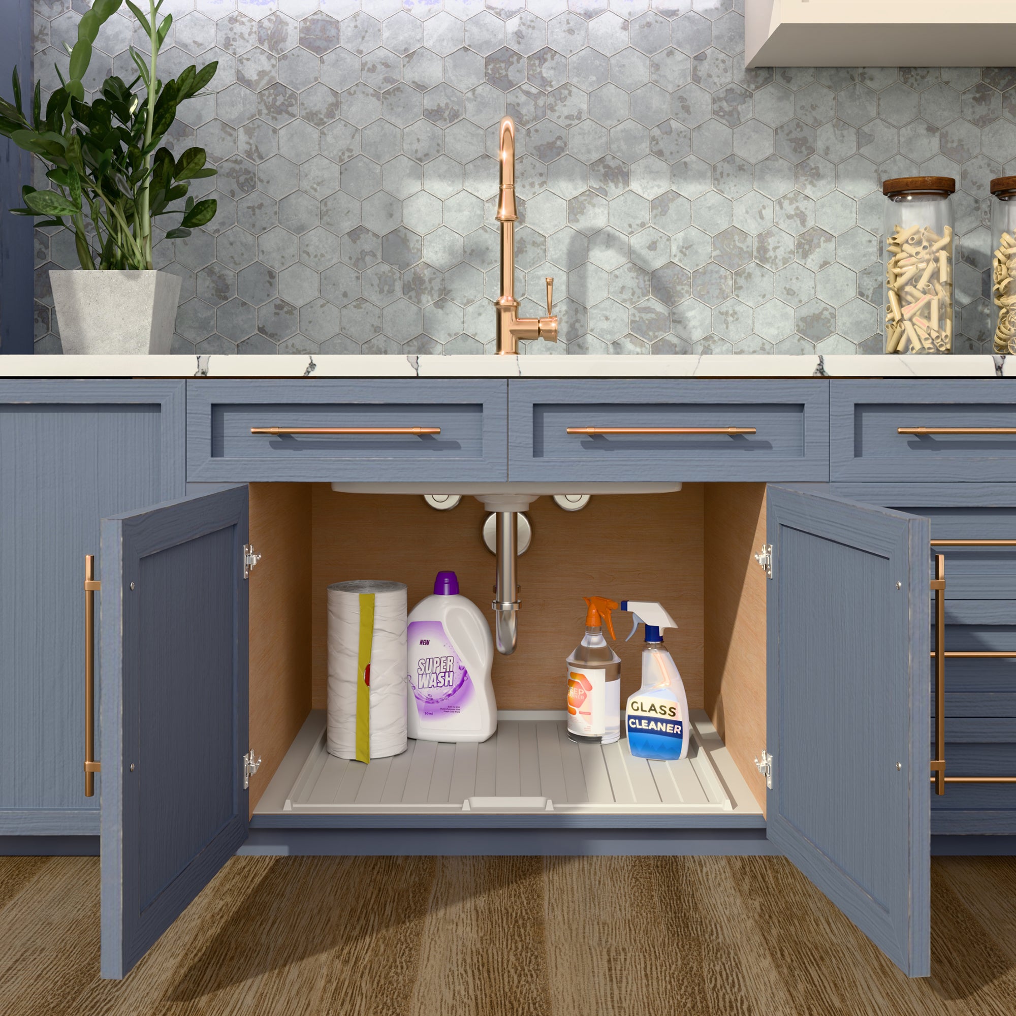 Rev-A-Shelf Under Sink Drip Tray for Sink Base Cabinets, Fits 27" - 30"