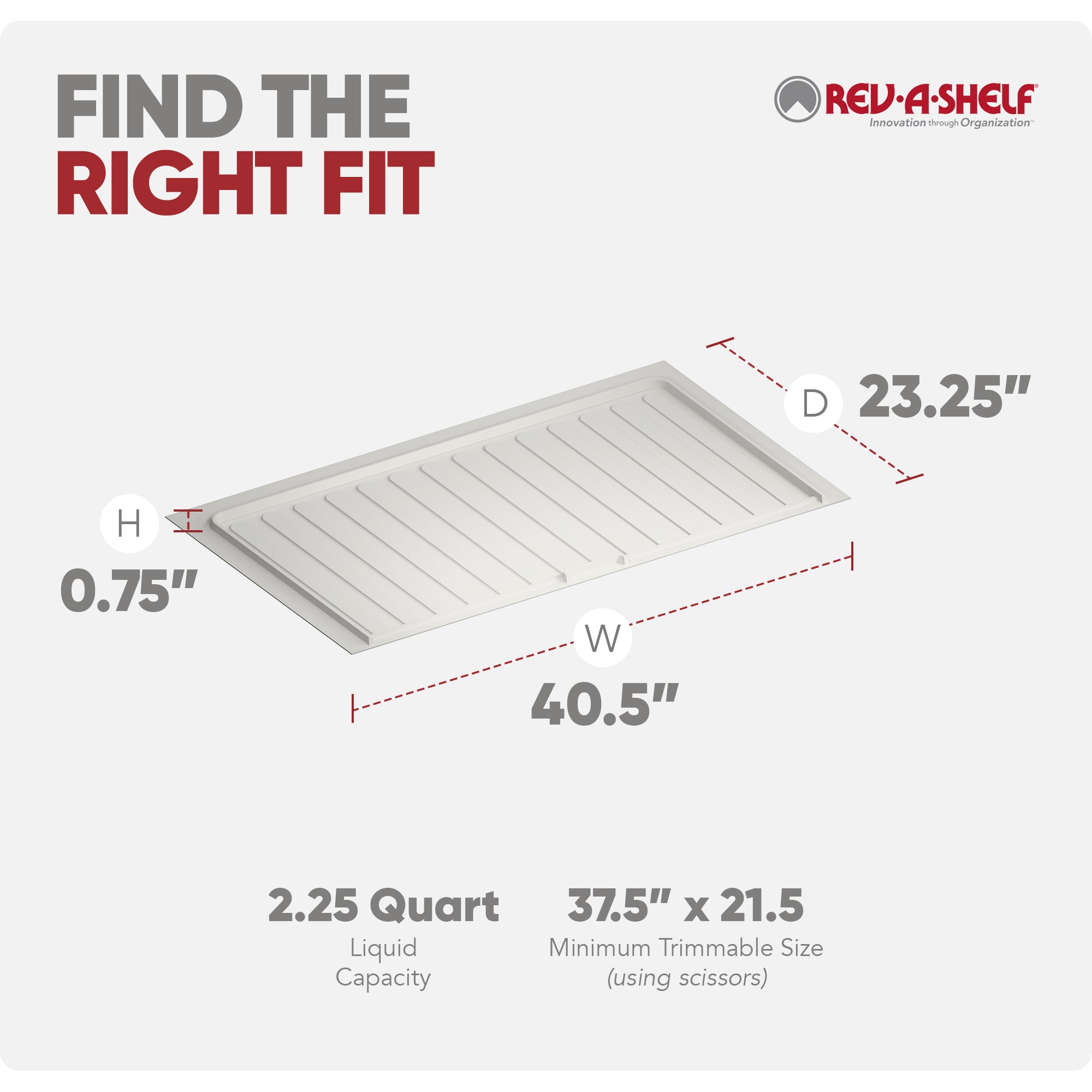 Rev-A-Shelf Under Sink Drip Tray for Sink Base Cabinets, Fits 39" - 42" - VMInnovations