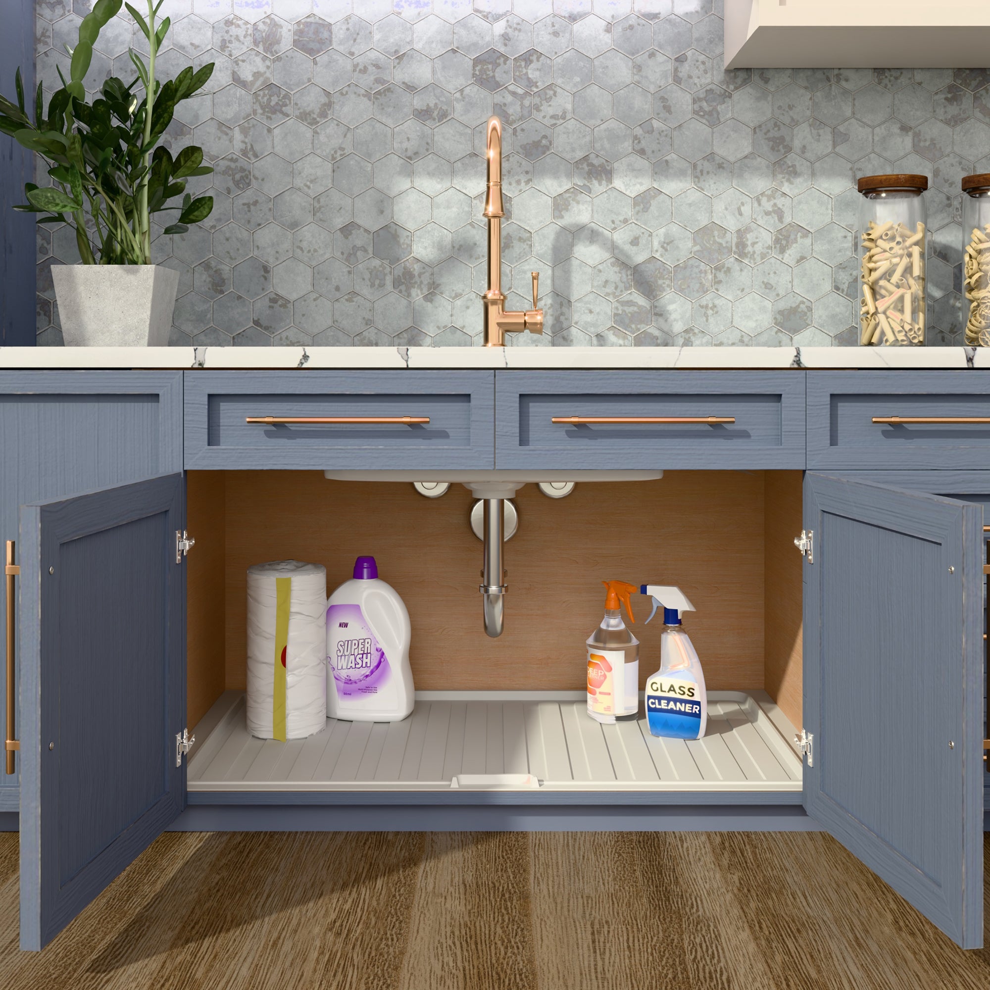 Rev-A-Shelf Under Sink Drip Tray for Sink Base Cabinets, Fits 39" - 42" - VMInnovations