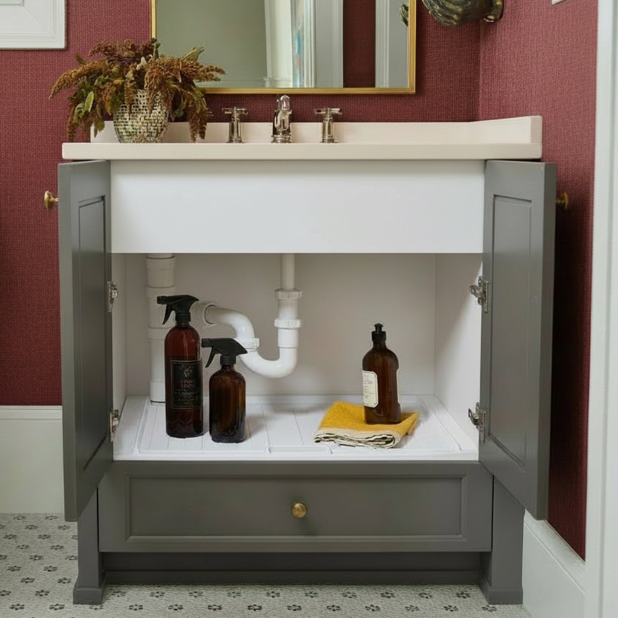 Rev-A-Shelf Under Sink Drip Tray for Vanity Base Cabinets, Fits 21" - 24" - VMInnovations