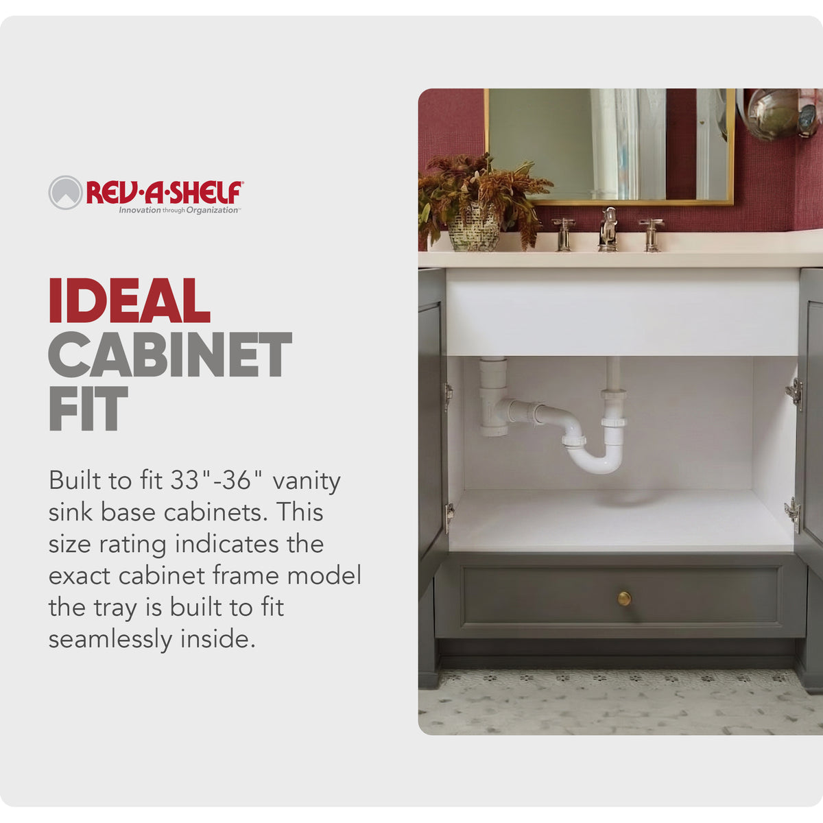 Rev-A-Shelf Under Sink Drip Tray for Vanity Base Cabinets, Fits 33" - 36"