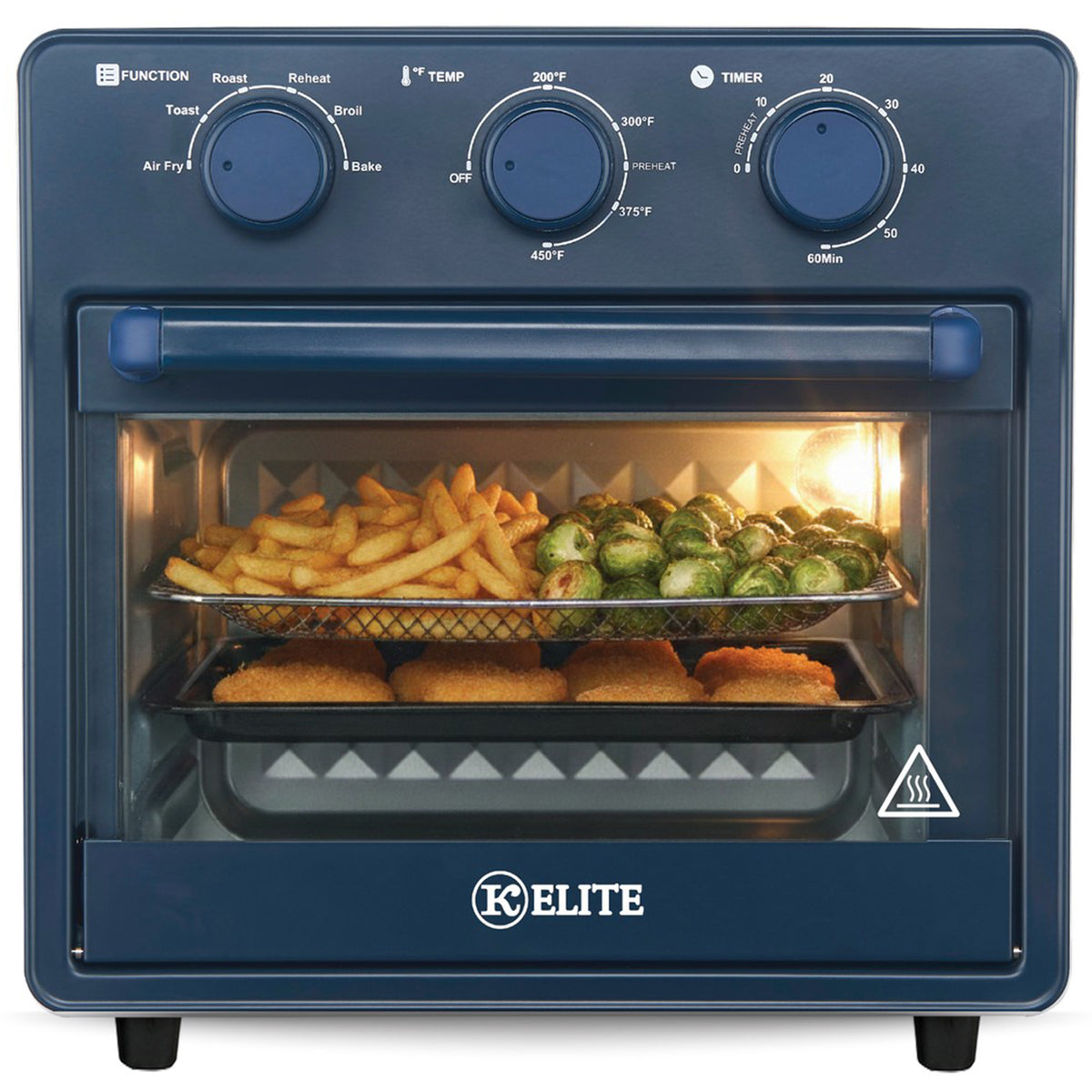 Kitchen Elite 16 Quart Mechanical Air Fryer Oven with Viewing Window, Blue (Open Box)