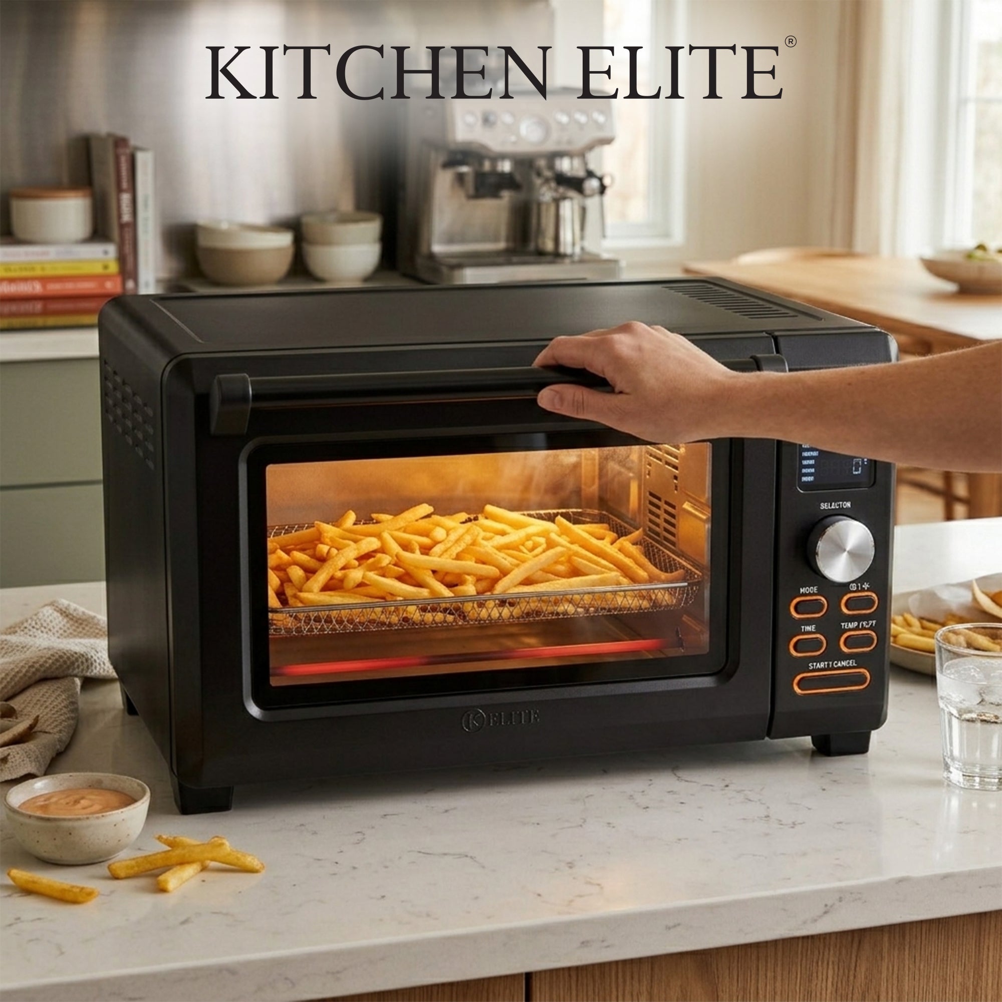 Kitchen Elite 26 Qt Stainless Digital Air Fryer Oven, 10 Smart Programs, Gray - VMInnovations