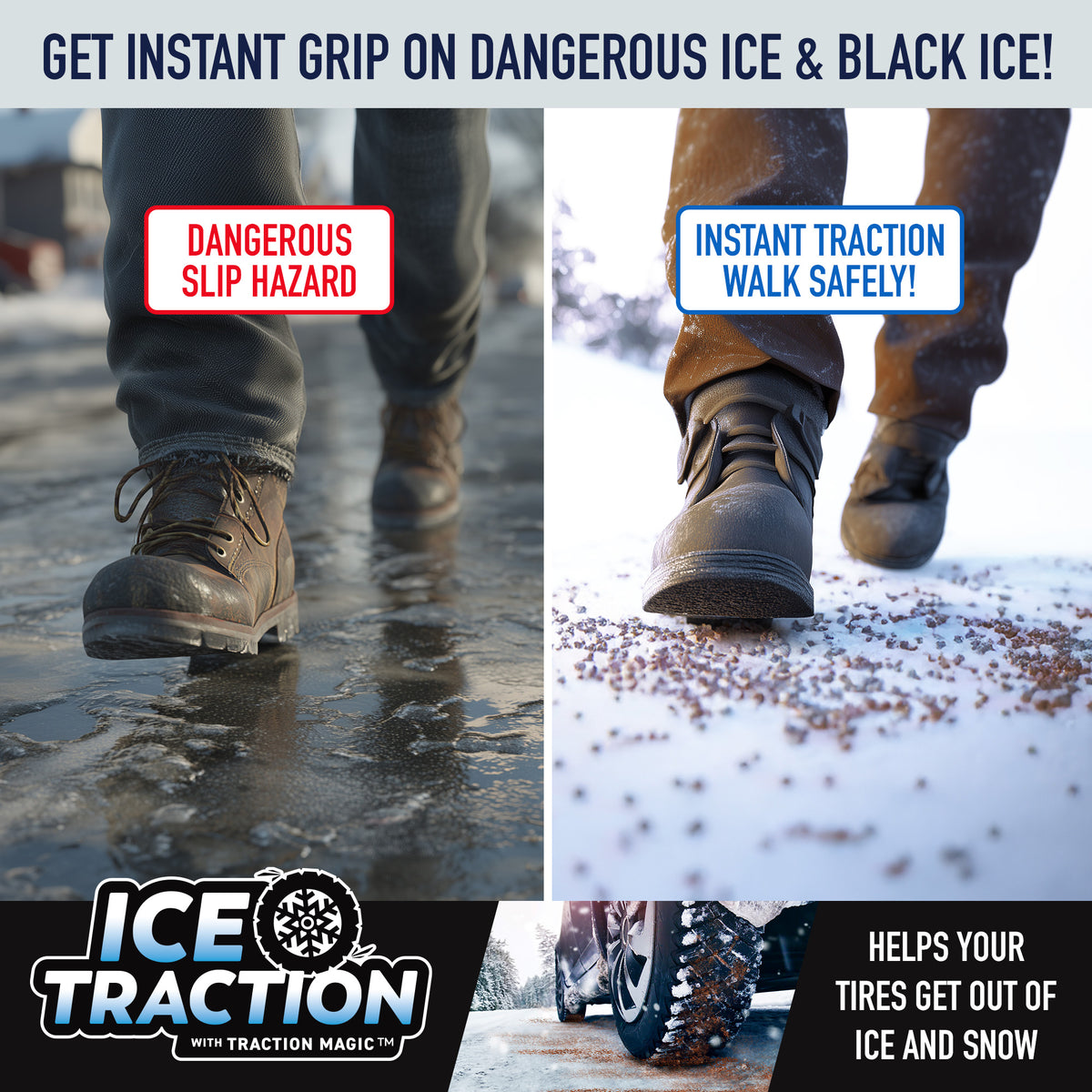 Ice Traction Instant Traction Granules with Pet Safe Specialized Mineral Blend