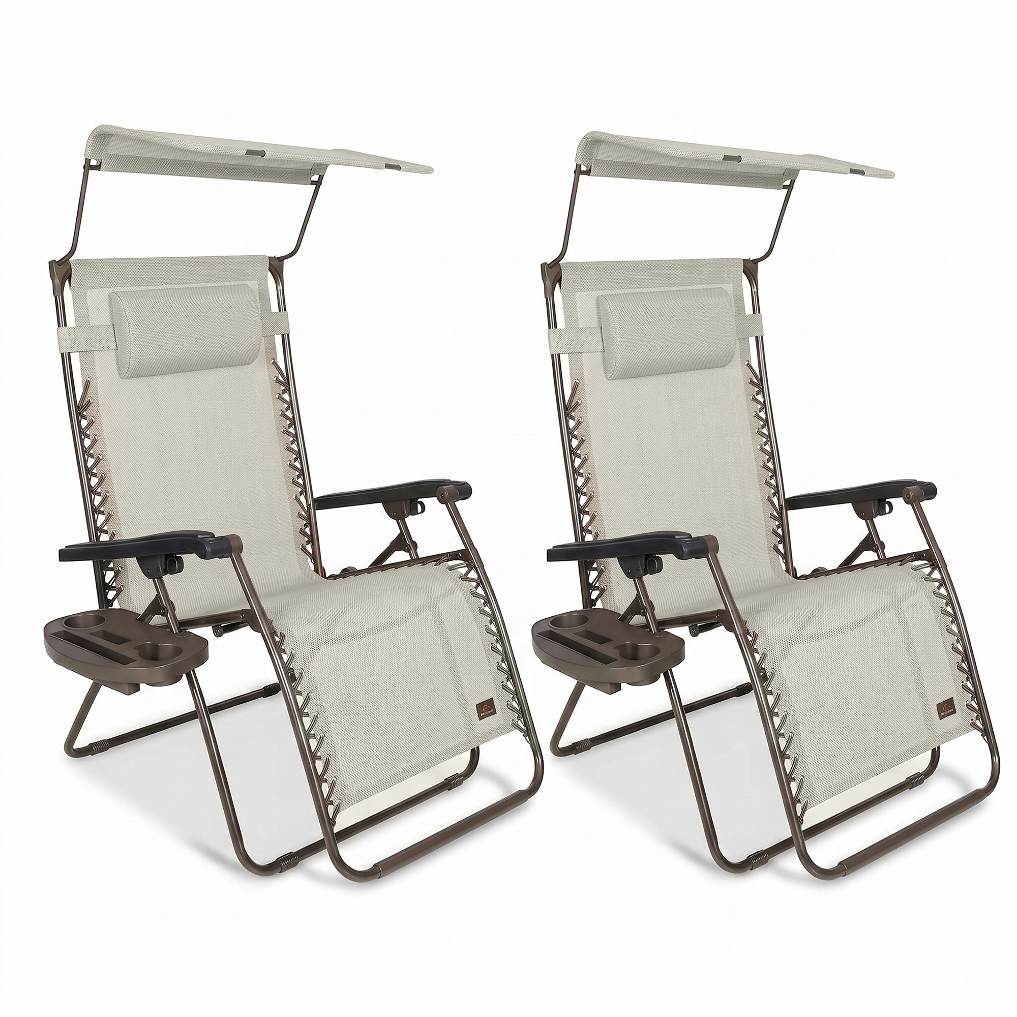 Bliss Hammocks 2 Pack 33" Wide XXL Zero Gravity Outdoor Lounge Chair with Canopy