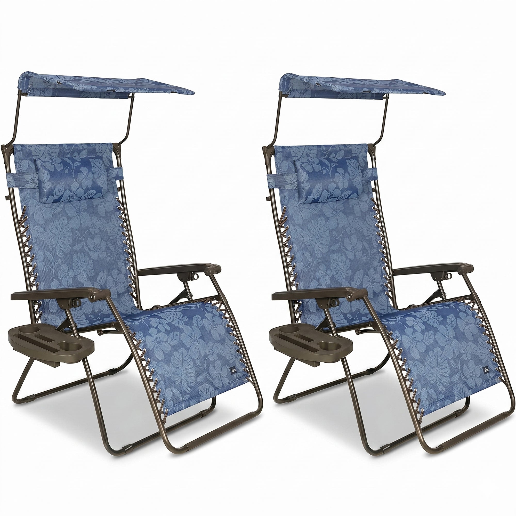Bliss Hammocks 2 Pack 33" Wide XXL Zero Gravity Outdoor Lounge Chair with Canopy