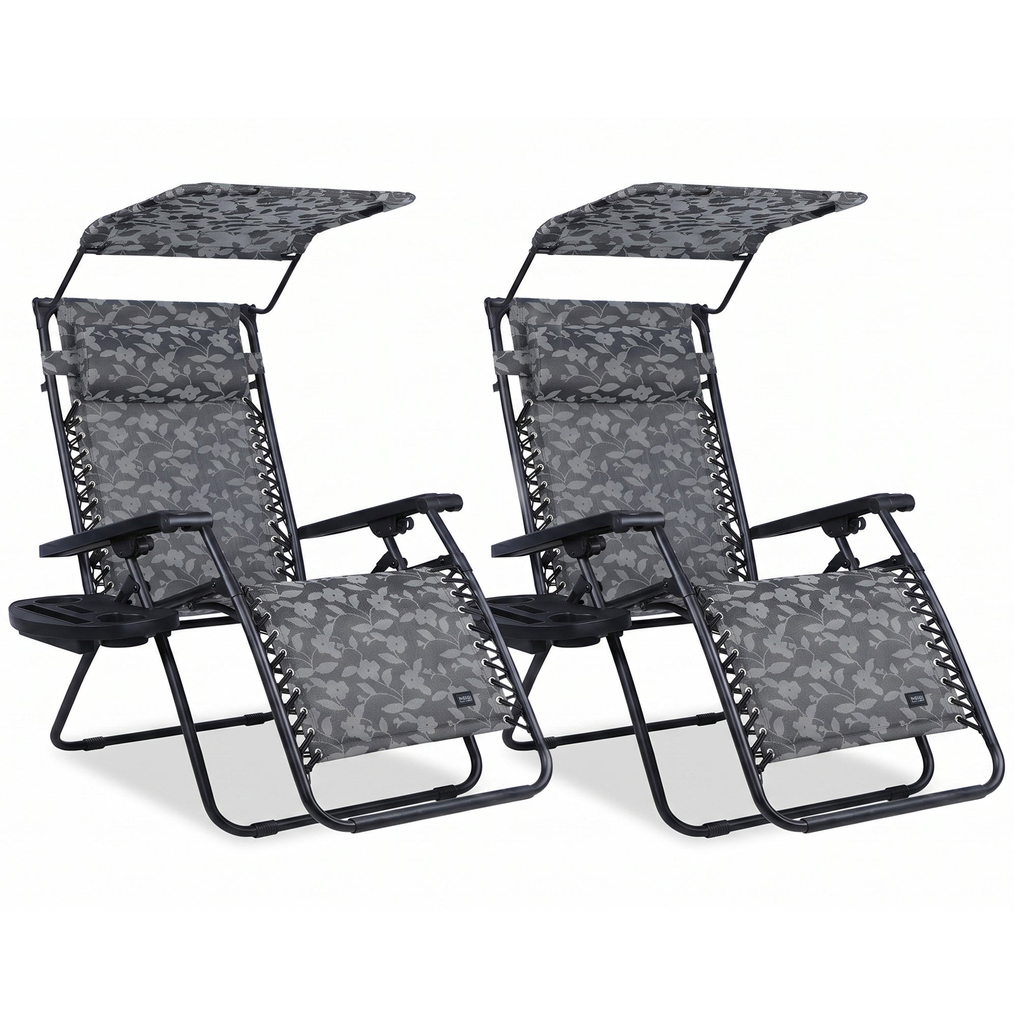 Bliss Hammocks 2 Pack 30" Wide XL Zero Gravity Outdoor Lounge Chair with Canopy