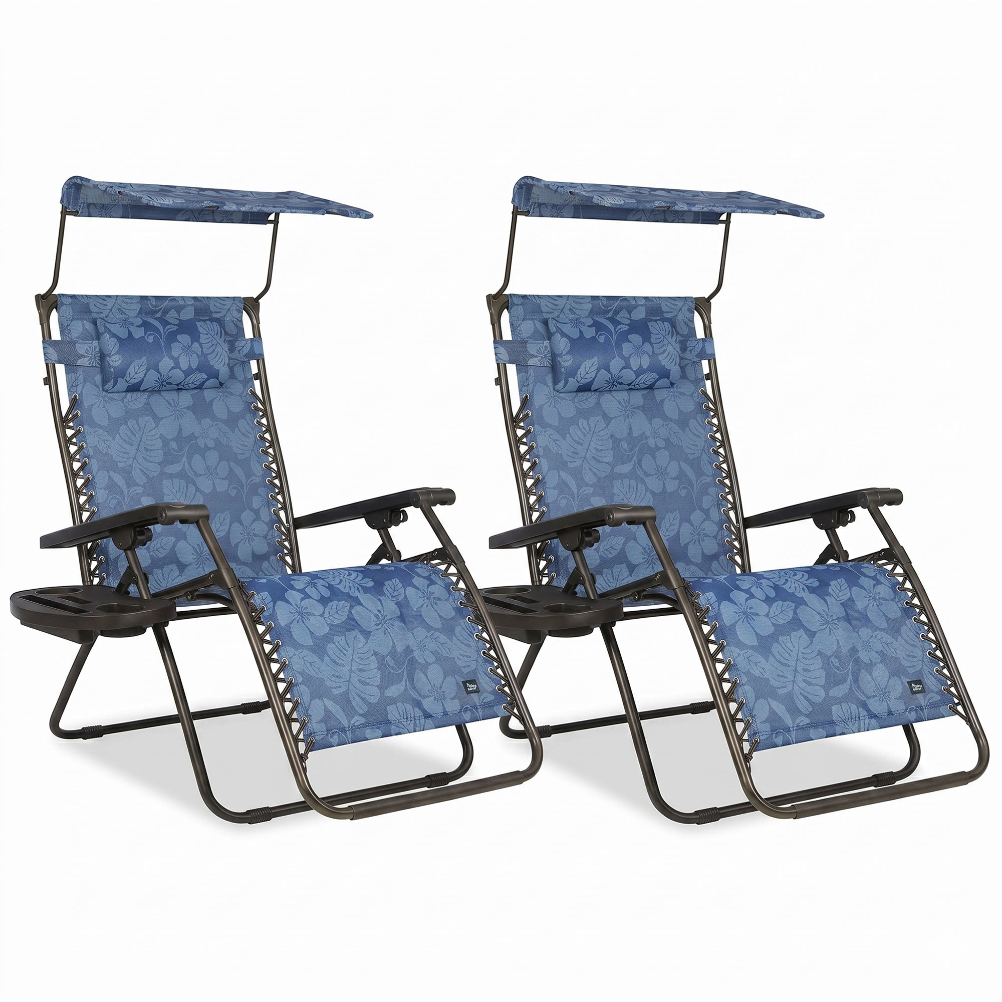 Bliss Hammocks 2 Pack 30" Wide XL Zero Gravity Outdoor Lounge Chair with Canopy