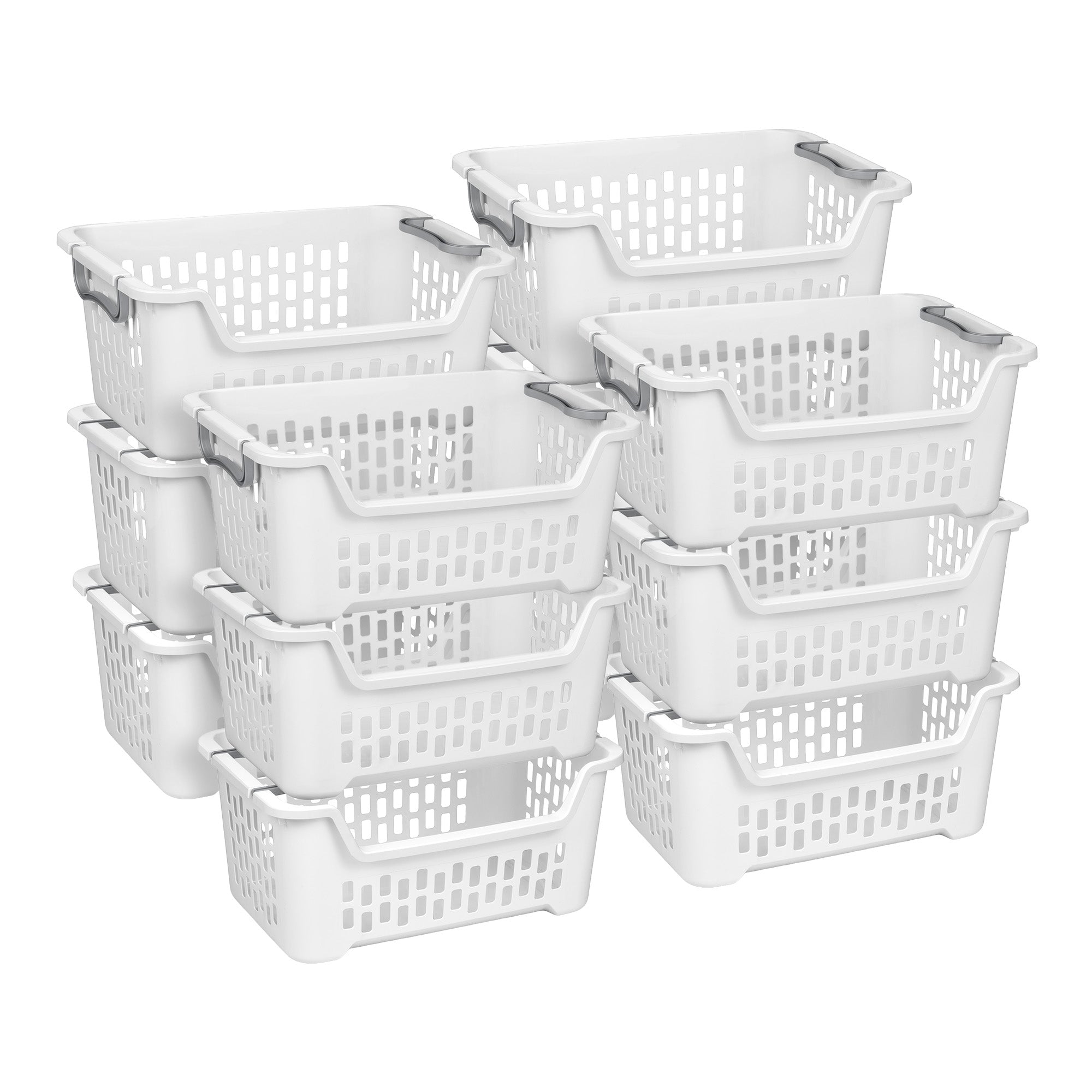 Sterilite Stacking Laundry Basket, 2 Bushel Hamper with Handles, White, 12 Pack