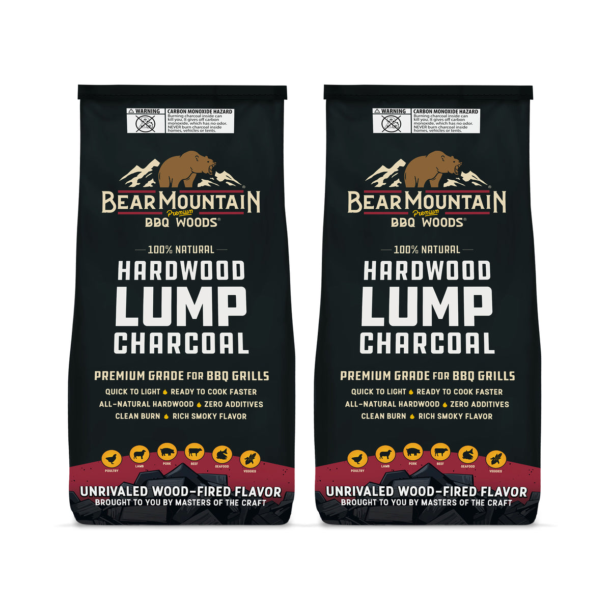 Bear Mountain BBQ 2 Pack Hardwood Lump Charcoal, Premium Grade for BBQ Grills