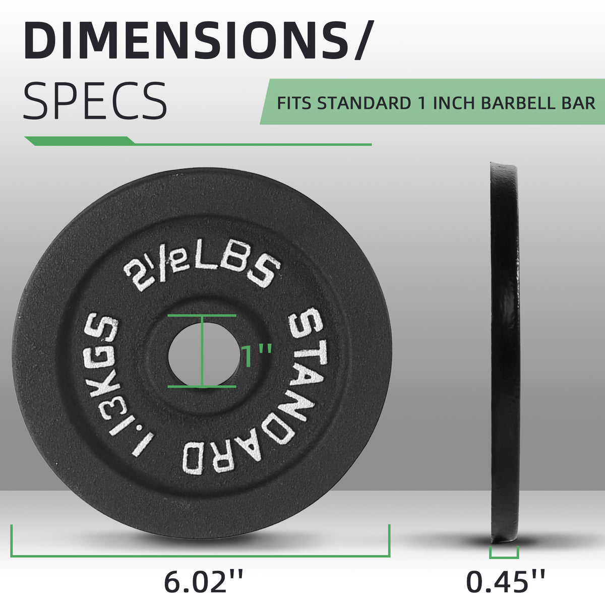 Fitvids 2.5 lb Cast Iron Grip Weight Plate, Set of 4 Olympic Plate for Home Gym