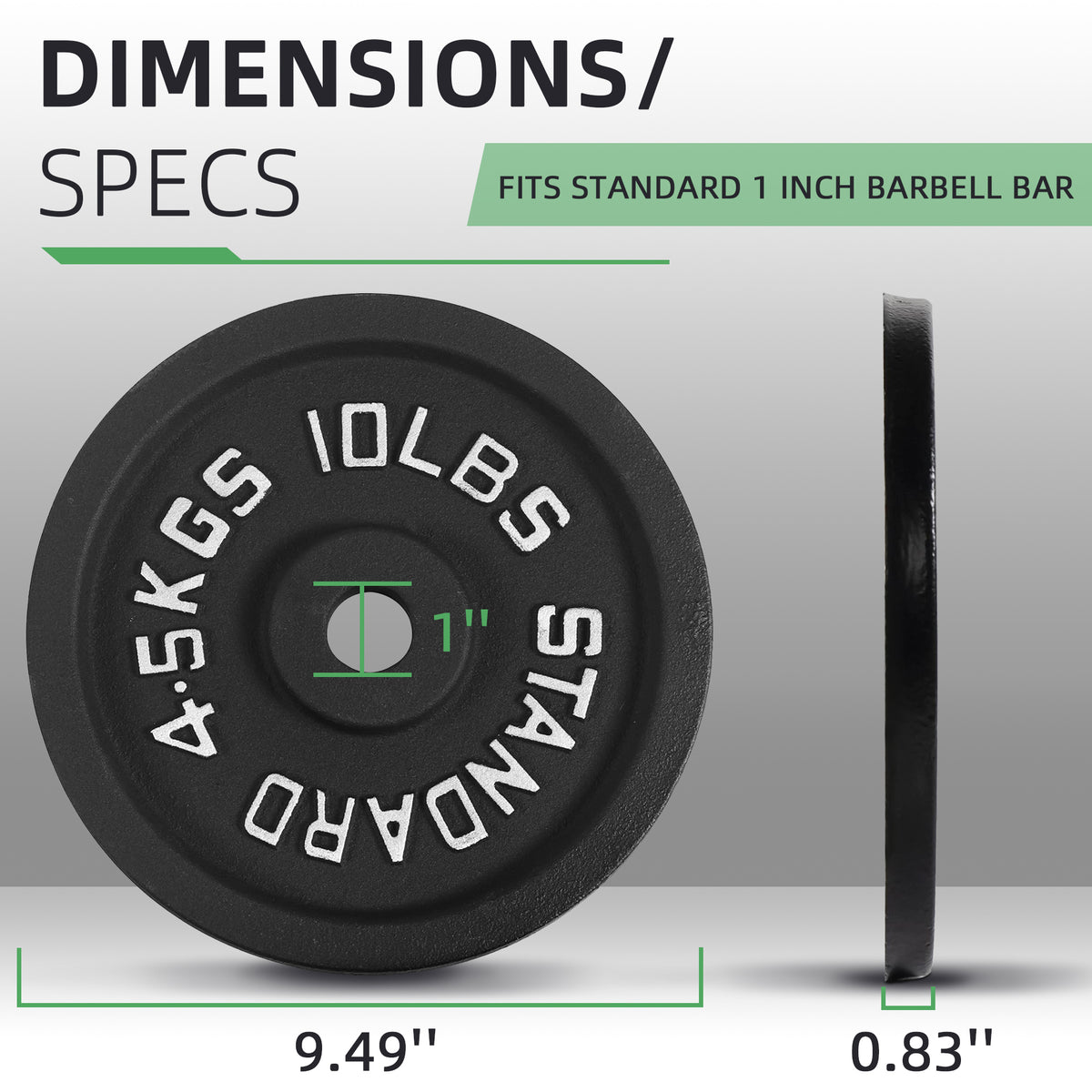 Fitvids Cast Iron Weight Plate, 4 Sets 10 lb Olympic Plate for Strength Training
