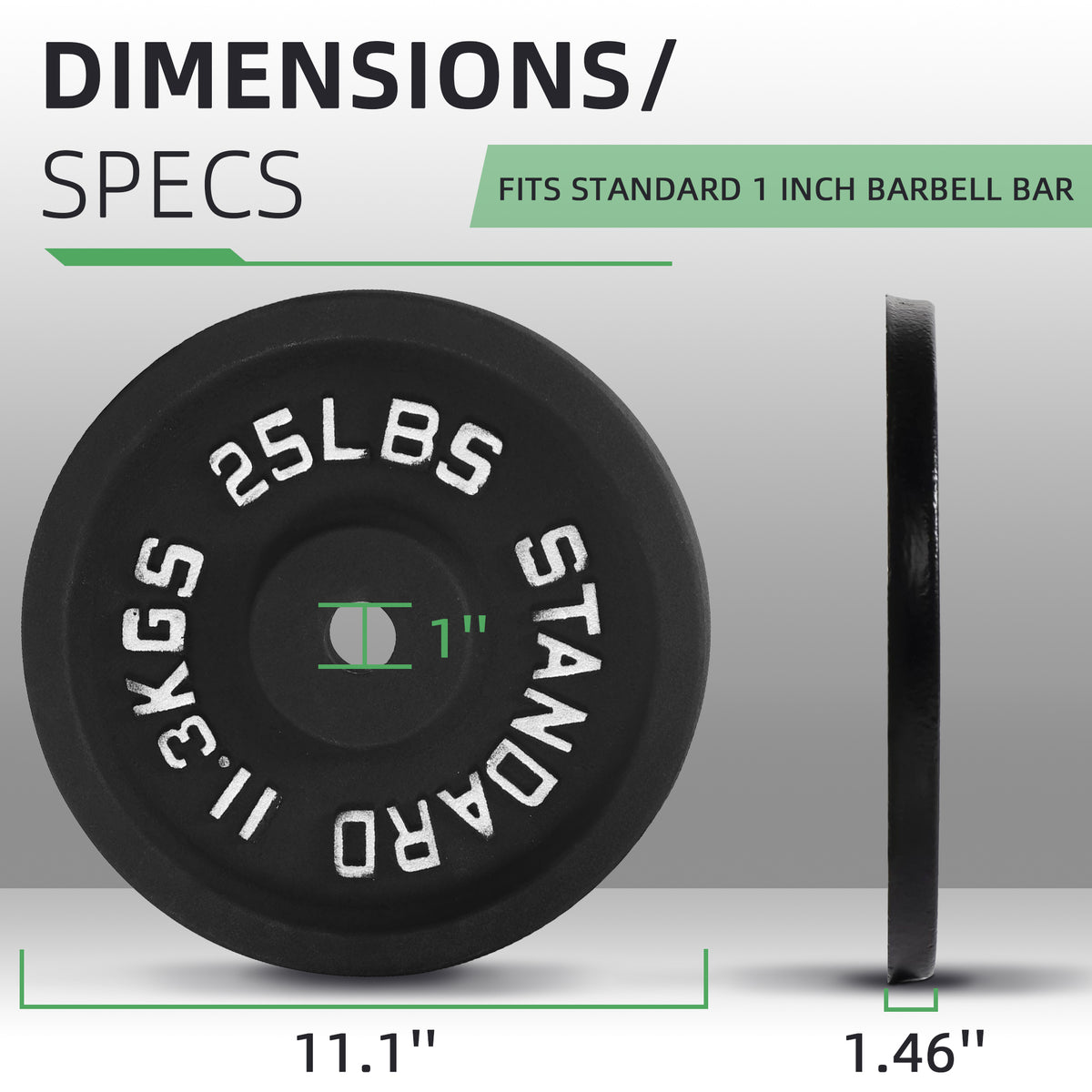 Fitvids 25 lb Cast Iron Grip Weight Plates, Olympic Plate for Strength Training