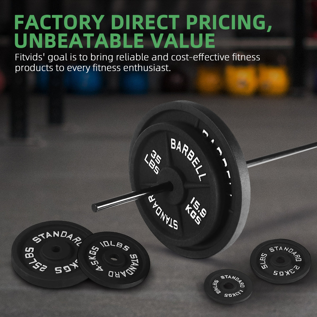 Fitvids 25 lb Cast Iron Grip Weight Plates, Olympic Plate for Strength Training