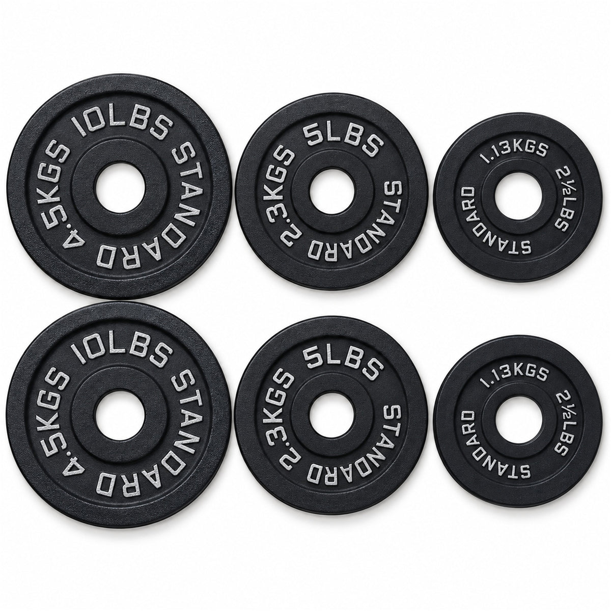 Fitvids 2.5, 5 &10 lb Cast Iron Grip Weight Plate Set, 3 Pairs of Olympic Plates