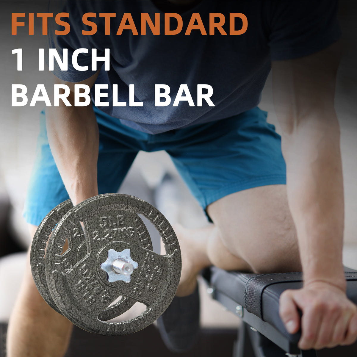 Fitvids 5 lb Cast Iron Grip Weight Plate, Set of 4 Olympic Plate for Home Gym
