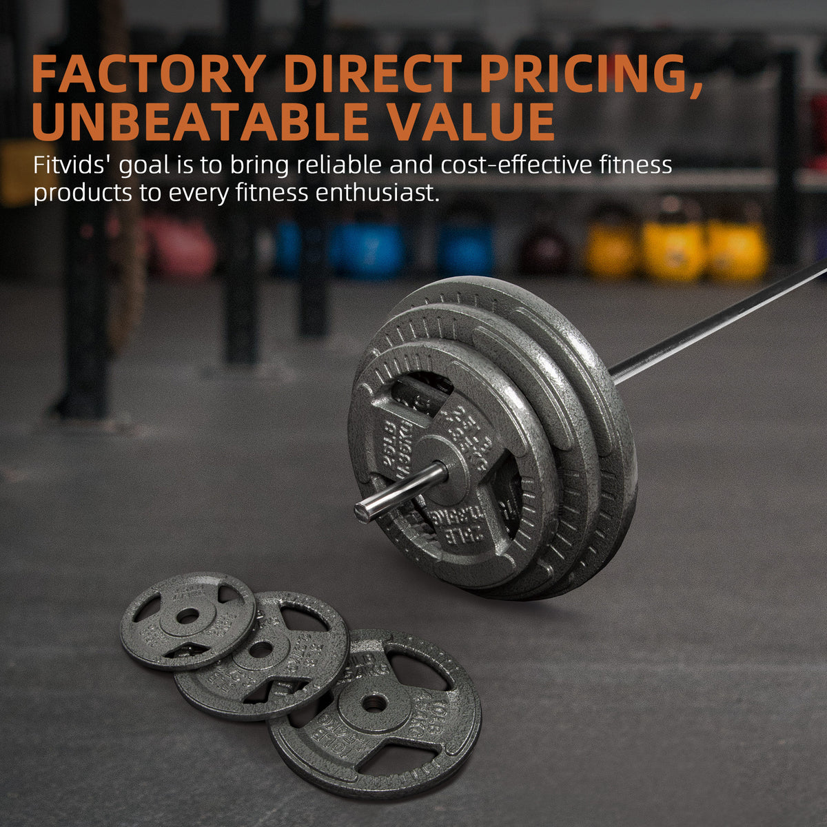 Fitvids 35 lb Cast Iron Grip Weight Plate, Olympic Plate for Strength Training
