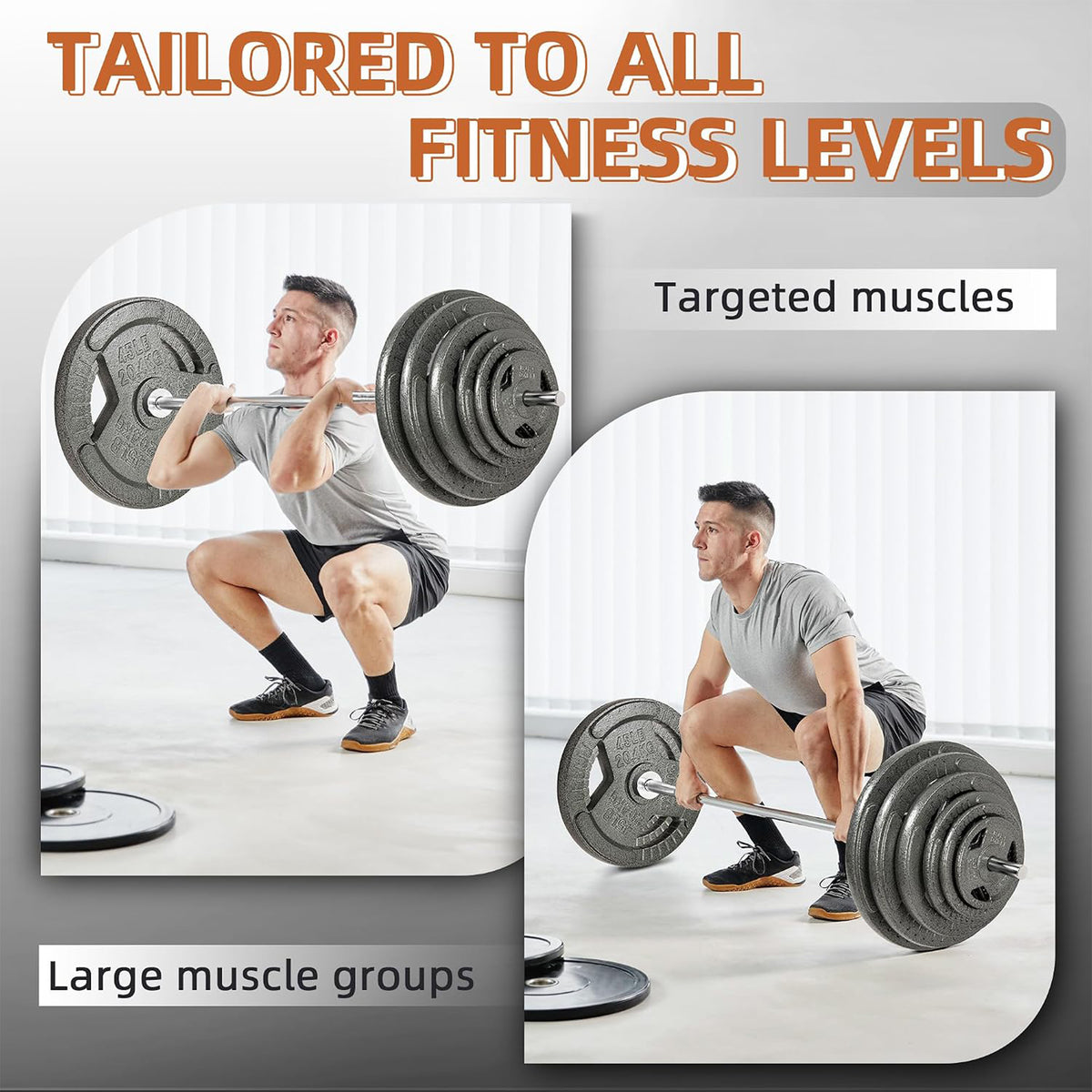 Fitvids 2.5, 5 &10 lb Cast Iron Grip Weight Plate Set, 3 Pairs of Olympic Plates