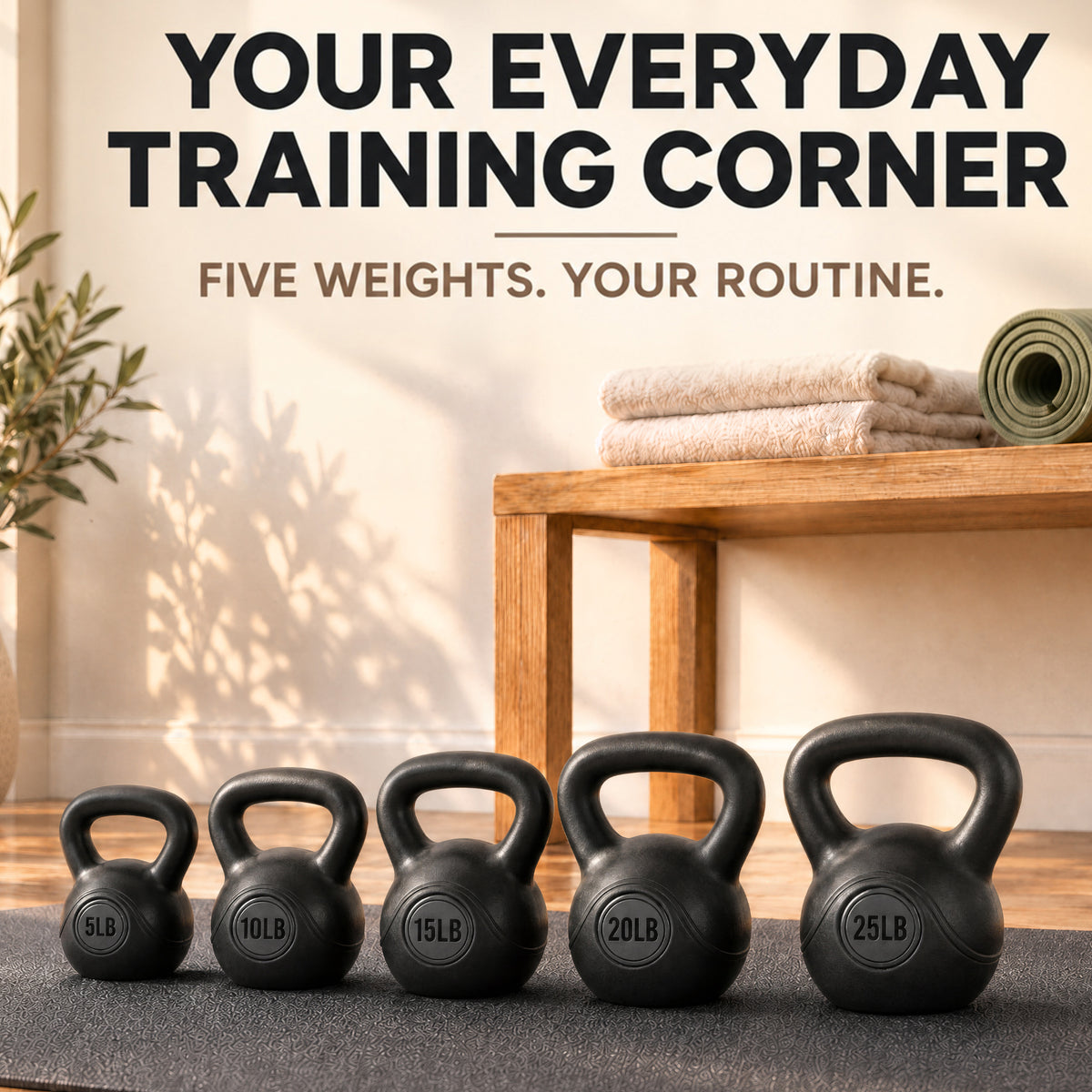 BalanceFrom Cement-Filled Kettlebell Exercise Weights, 5, 10, 15, 20 & 25 lb