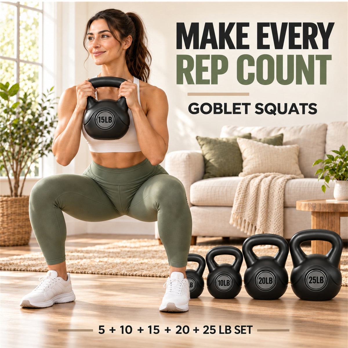 BalanceFrom Cement-Filled Kettlebell Exercise Weights, 5, 10, 15, 20 & 25 lb
