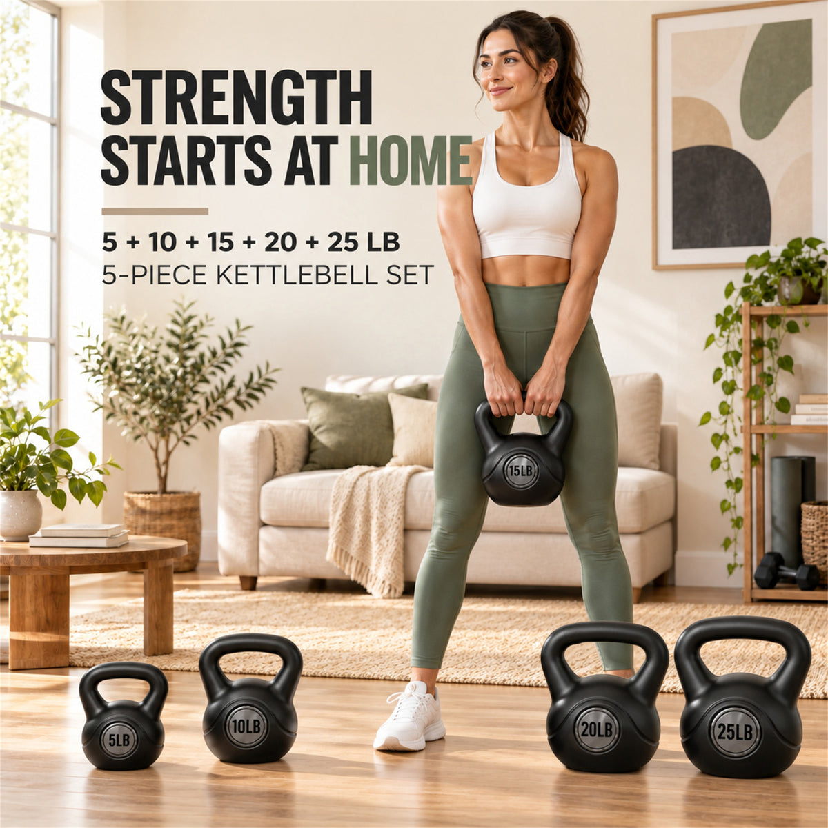 BalanceFrom Cement-Filled Kettlebell Exercise Weights, 5, 10, 15, 20 & 25 lb