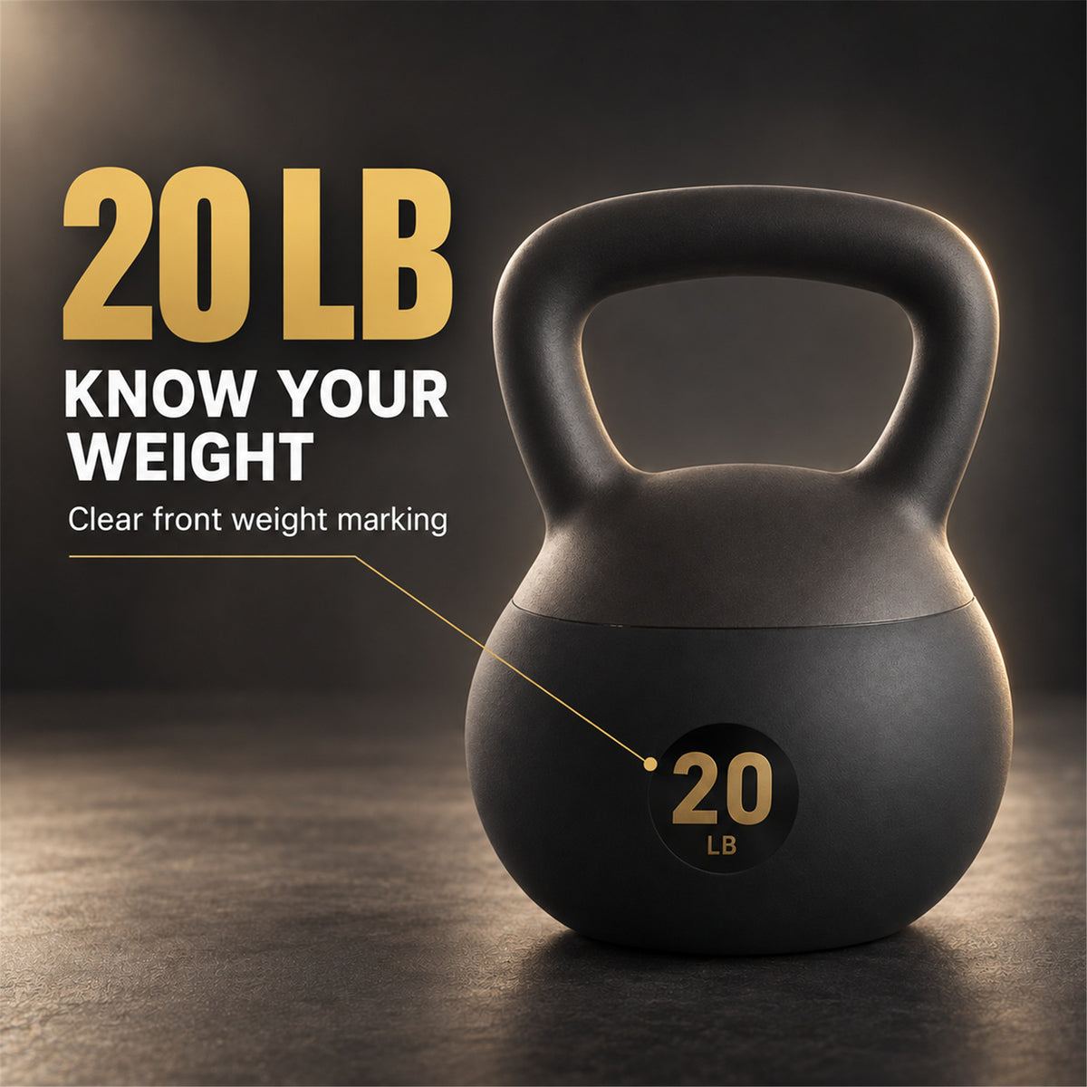 Fitvids Soft Kettlebell Ergonomic Grip, Iron & Sand Filled, 20 Pounds, Black
