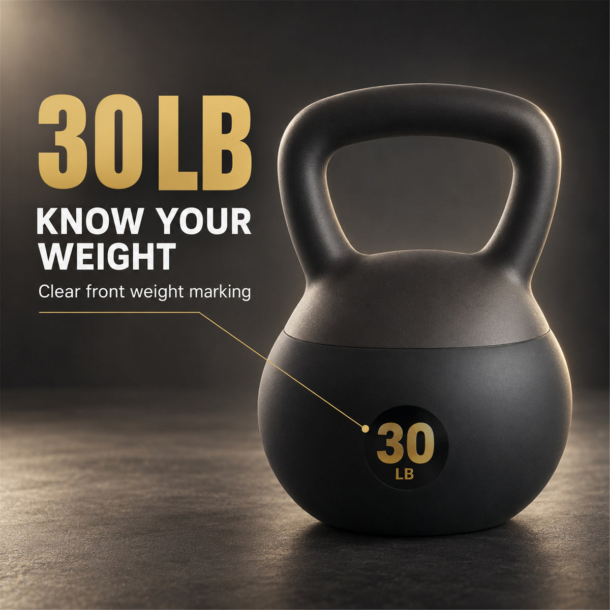 Fitvids Soft Kettlebell Ergonomic Grip, Iron & Sand Filled, 30 Pounds, Black