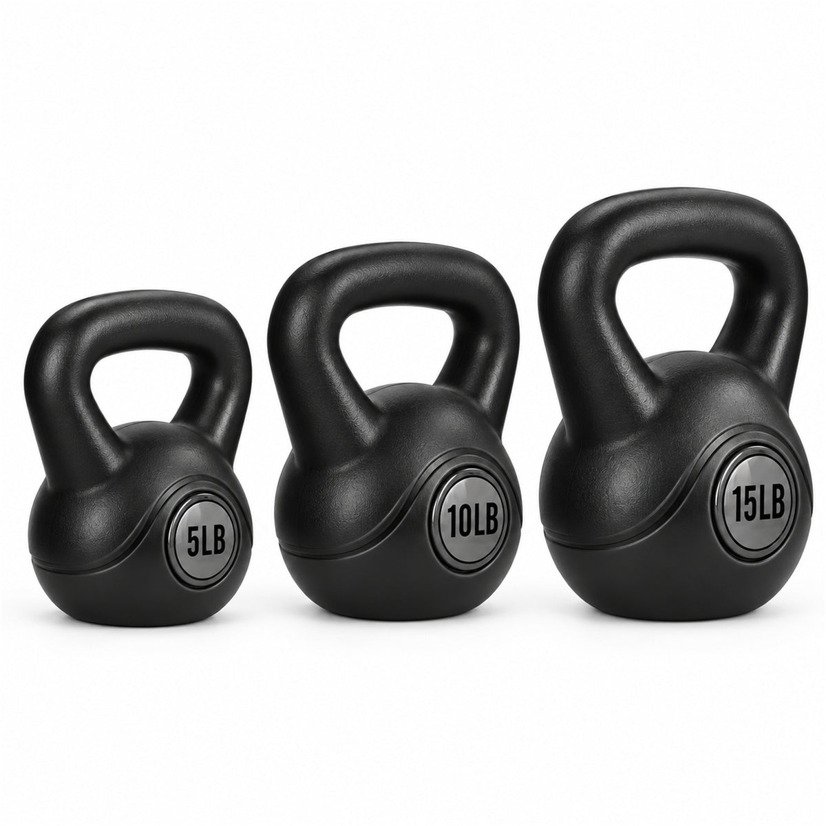 BalanceFrom Cement-Filled Kettlebell Exercise Weights, Set of 5, 10, and 15 lb