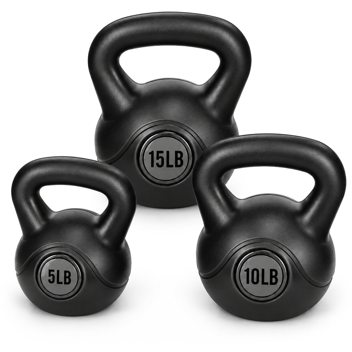BalanceFrom Cement-Filled Kettlebell Exercise Weights, Set of 5, 10, and 15 lb