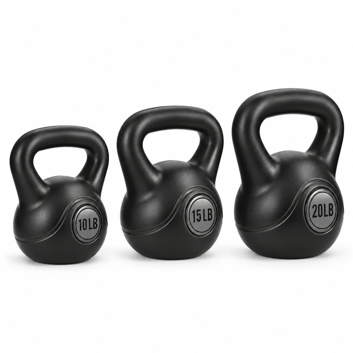 BalanceFrom Cement-Filled Kettlebell Exercise Weights, Set of 10, 15, and 20 lb