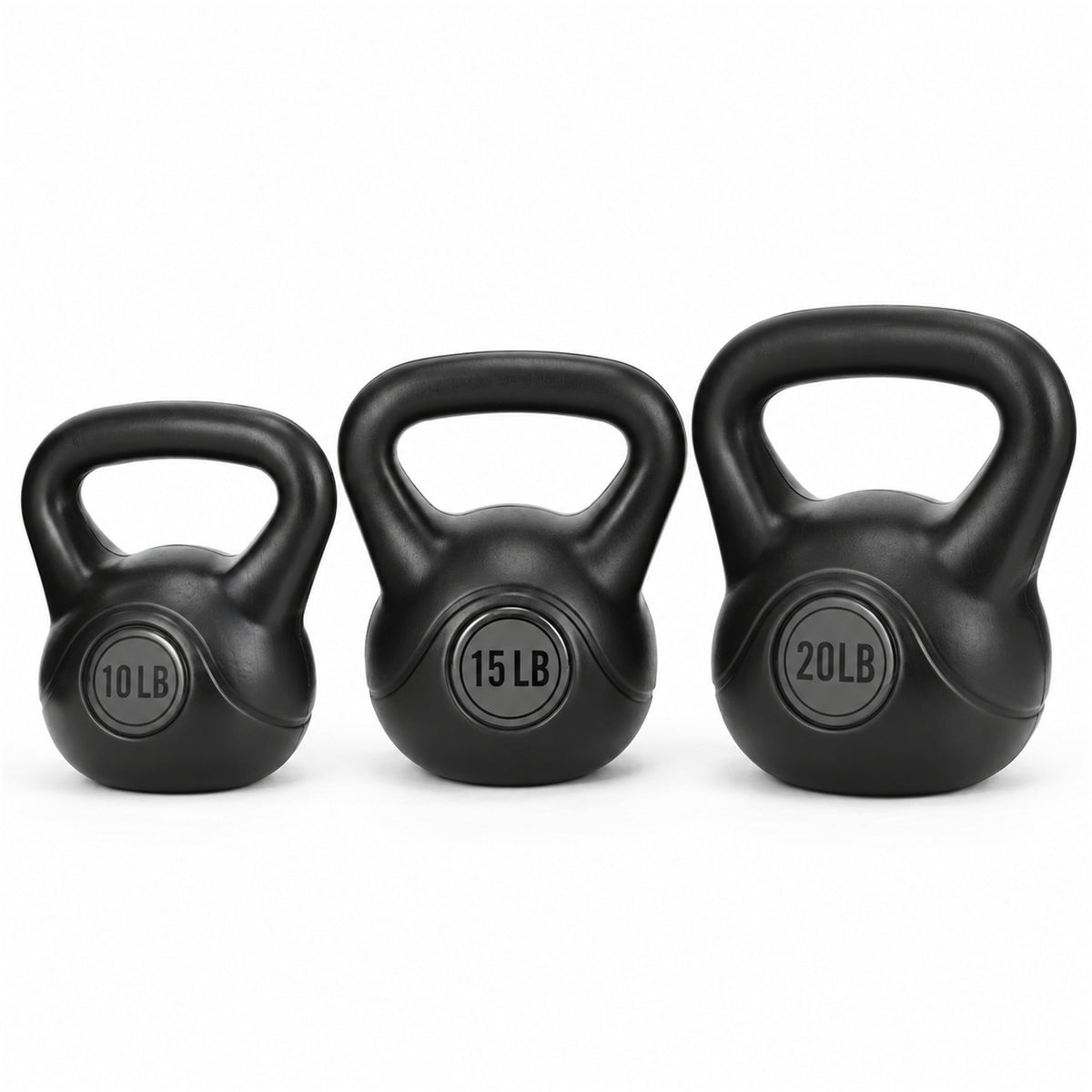 BalanceFrom Cement-Filled Kettlebell Exercise Weights, Set of 10, 15, and 20 lb