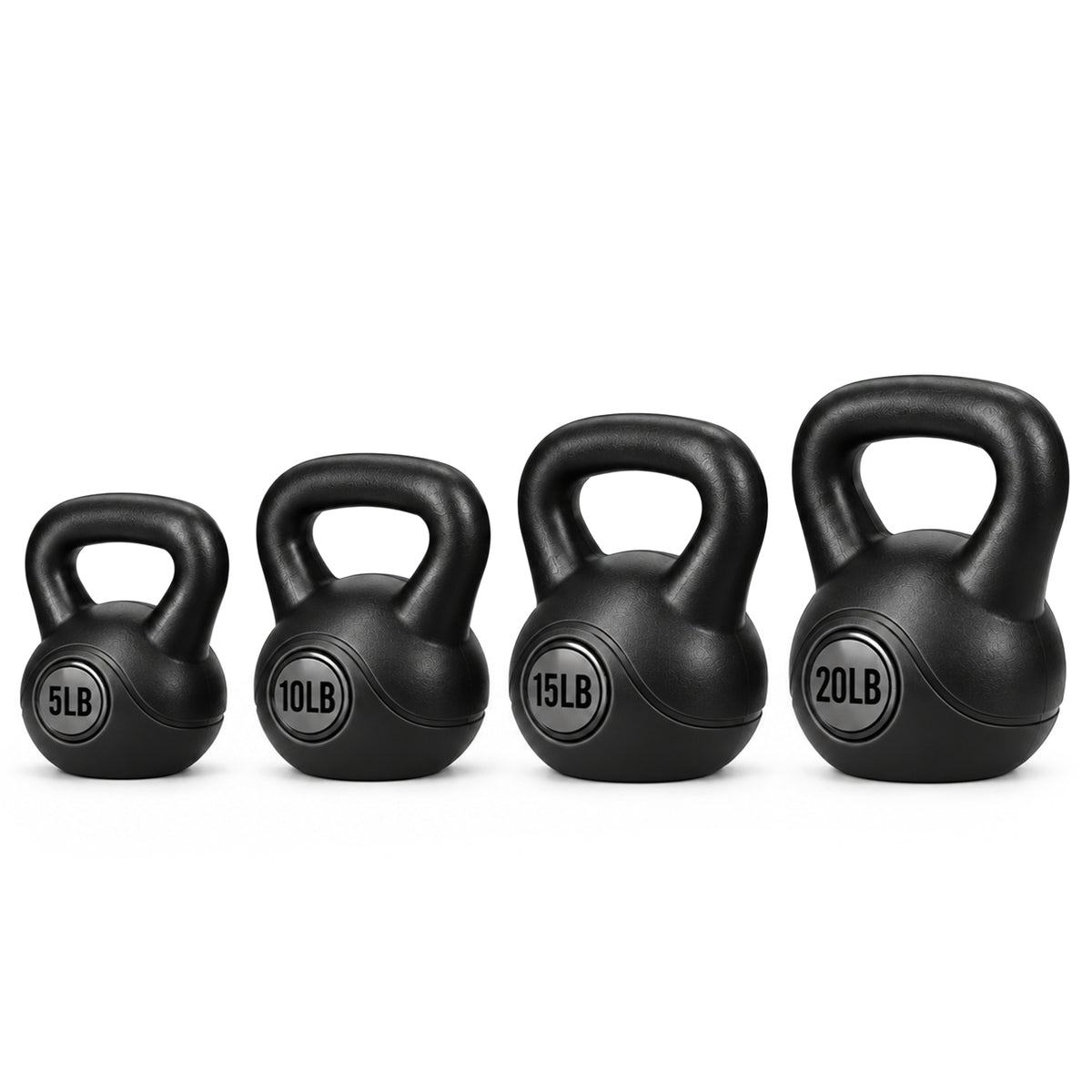 BalanceFrom Cement-Filled Kettlebell Exercise Weights, Set of 5, 10, 15, & 20 lb