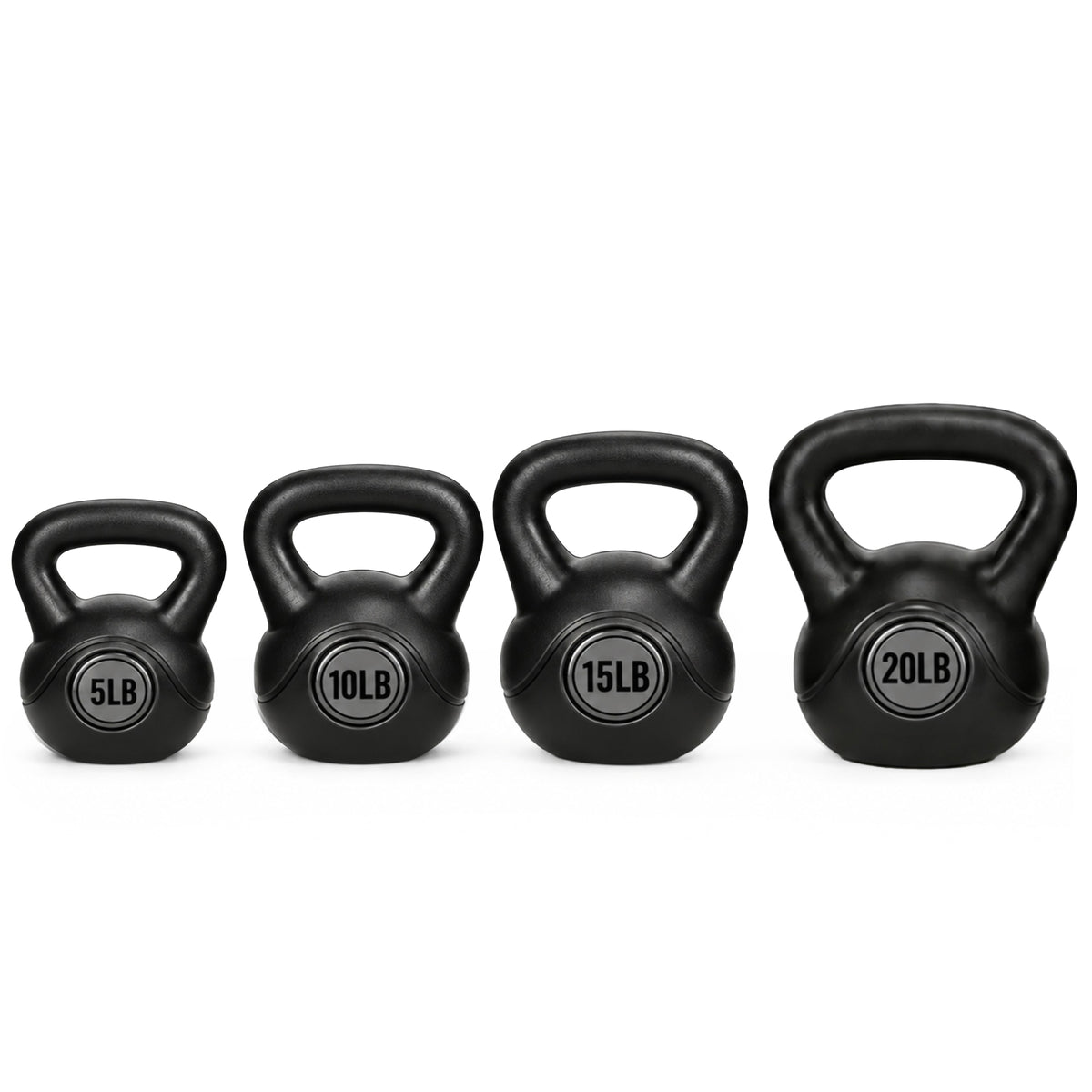 BalanceFrom Cement-Filled Kettlebell Exercise Weights, Set of 5, 10, 15, & 20 lb