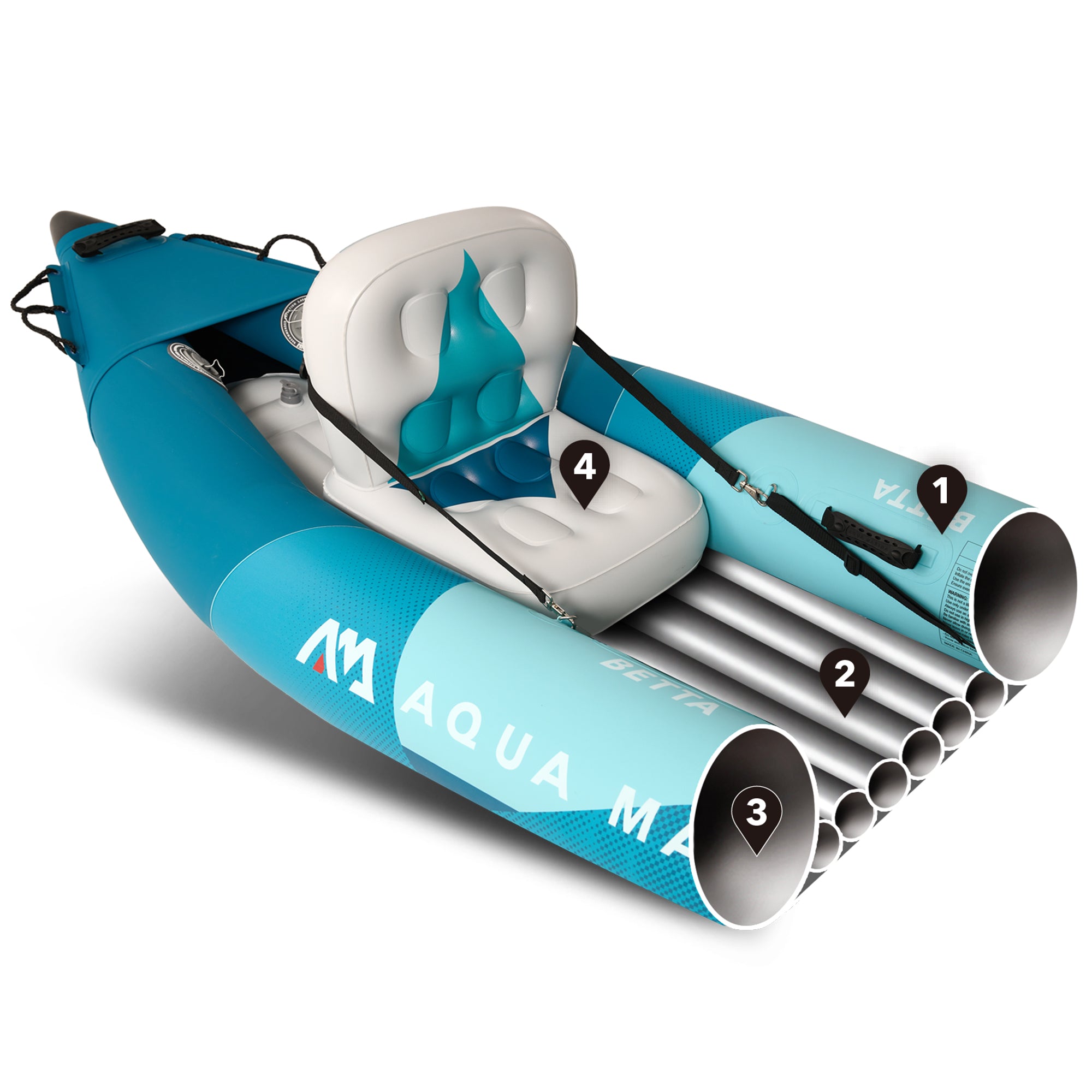 Aqua Marina Betta 13'6" Tandem Recreational Inflatable Kayak, Lightweight
