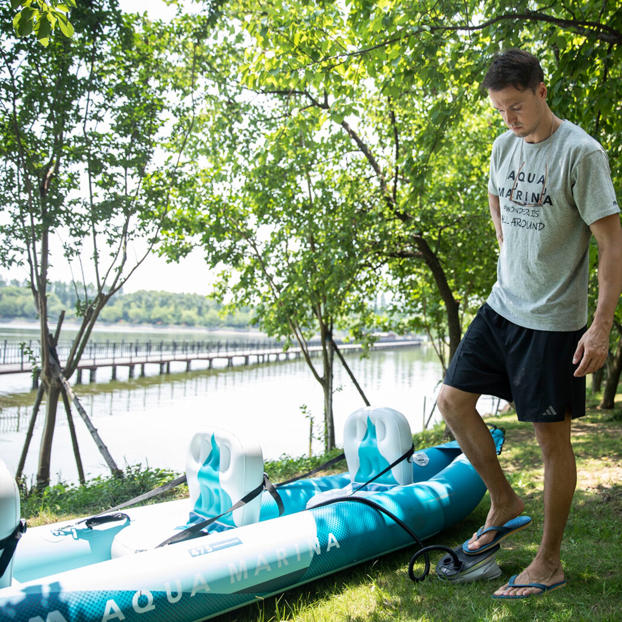 Aqua Marina Betta 13'6" Tandem Recreational Inflatable Kayak, Lightweight