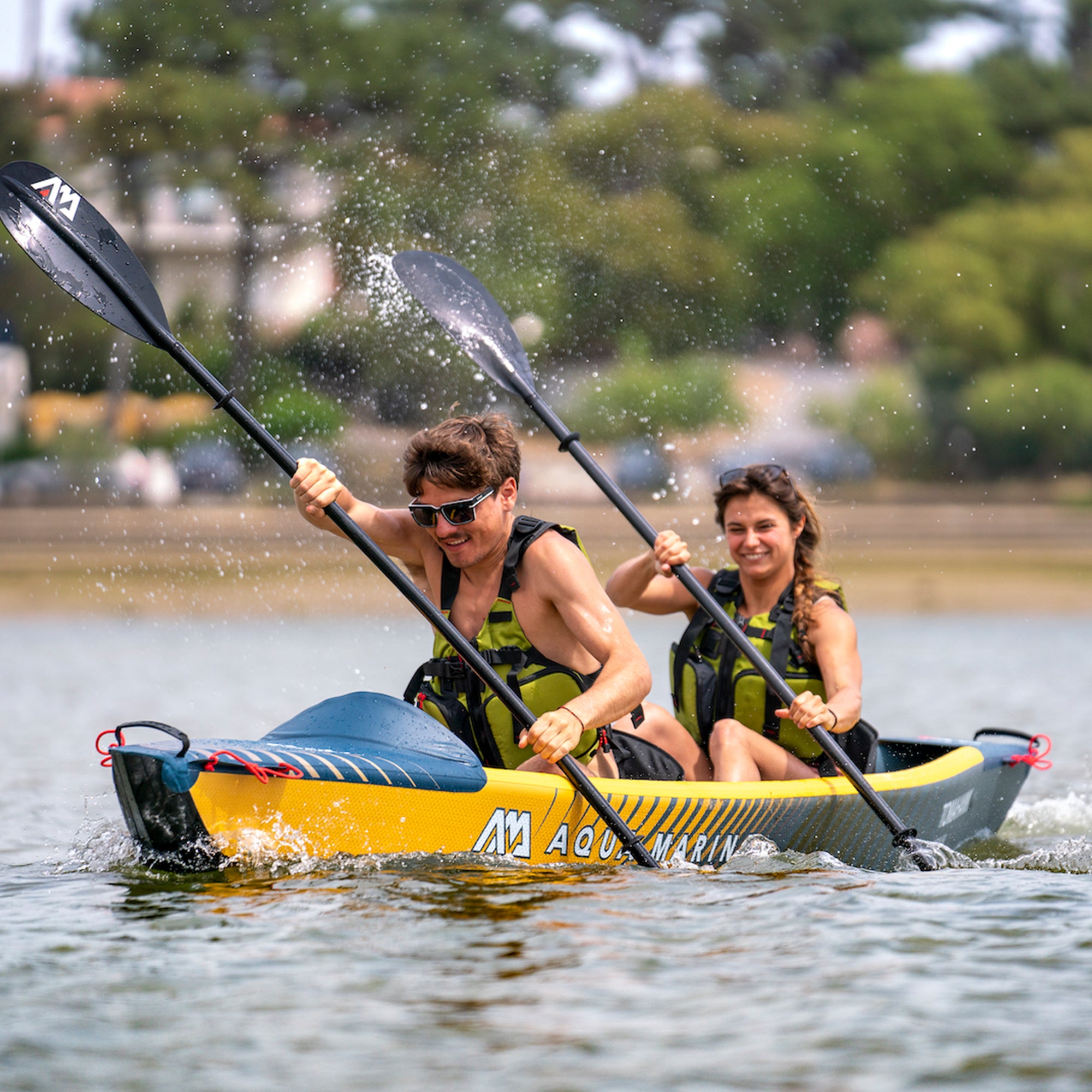 Aqua Marina 12'4'' Single Seat Inflatable Recreational Kayak w/ Accessories - VMInnovations