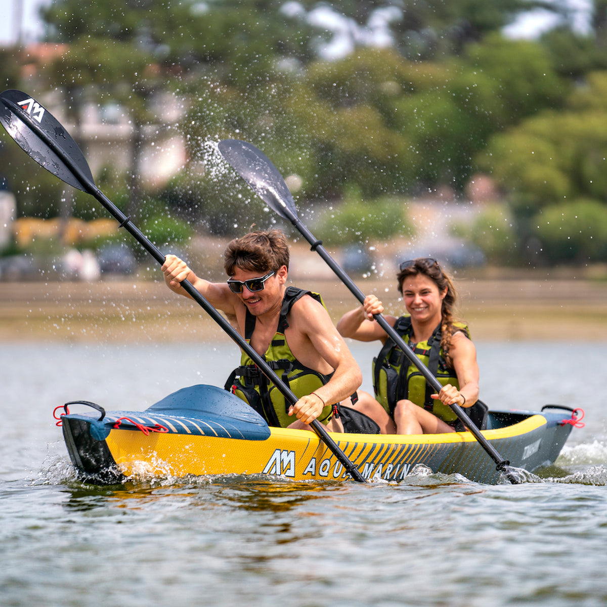 Aqua Marina 12'4'' Single Seat Inflatable Recreational Kayak w Accessories(Used)