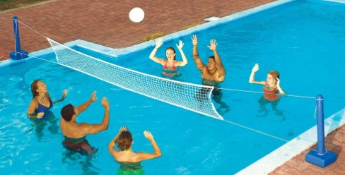 Swimline Cross In Ground Swimming Pool Nylon Volleyball Net with Ball (4 Pack)
